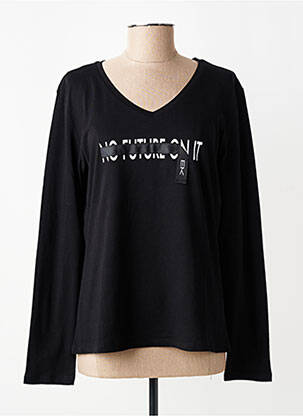 T-shirt sérigraphie floquée manches courtes noir EVA KAYAN femme