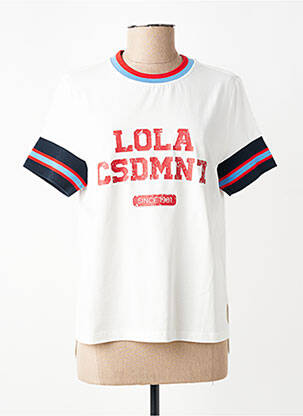 T-shirt sérigraphie floquée manches courtes blanc LOLA CASADEMUNT femme