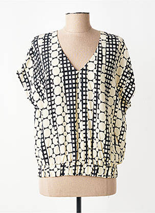 Top imprimé fantaisie manches courtes beige LA FEE MARABOUTEE femme