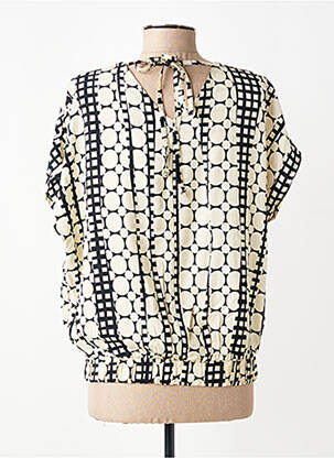 Top imprimé fantaisie manches courtes beige LA FEE MARABOUTEE femme