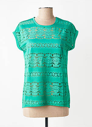 T-shirt coupe droite manches courtes vert LEO & UGO femme