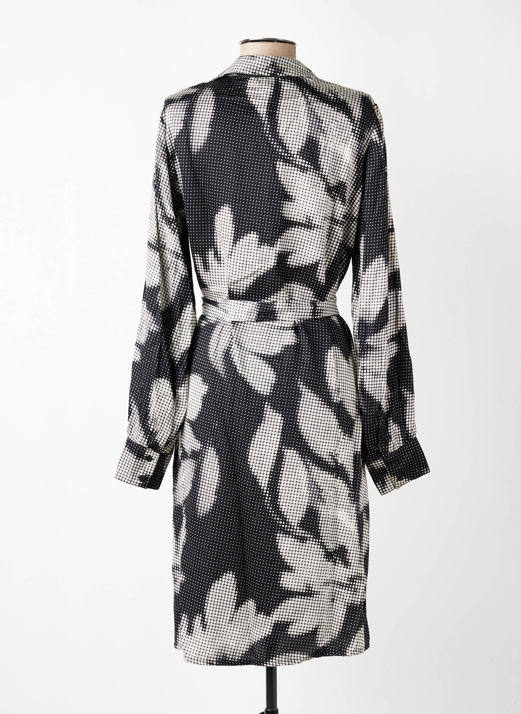 Robe mi-longue imprimé fantaisie manches longues noir CREAM femme