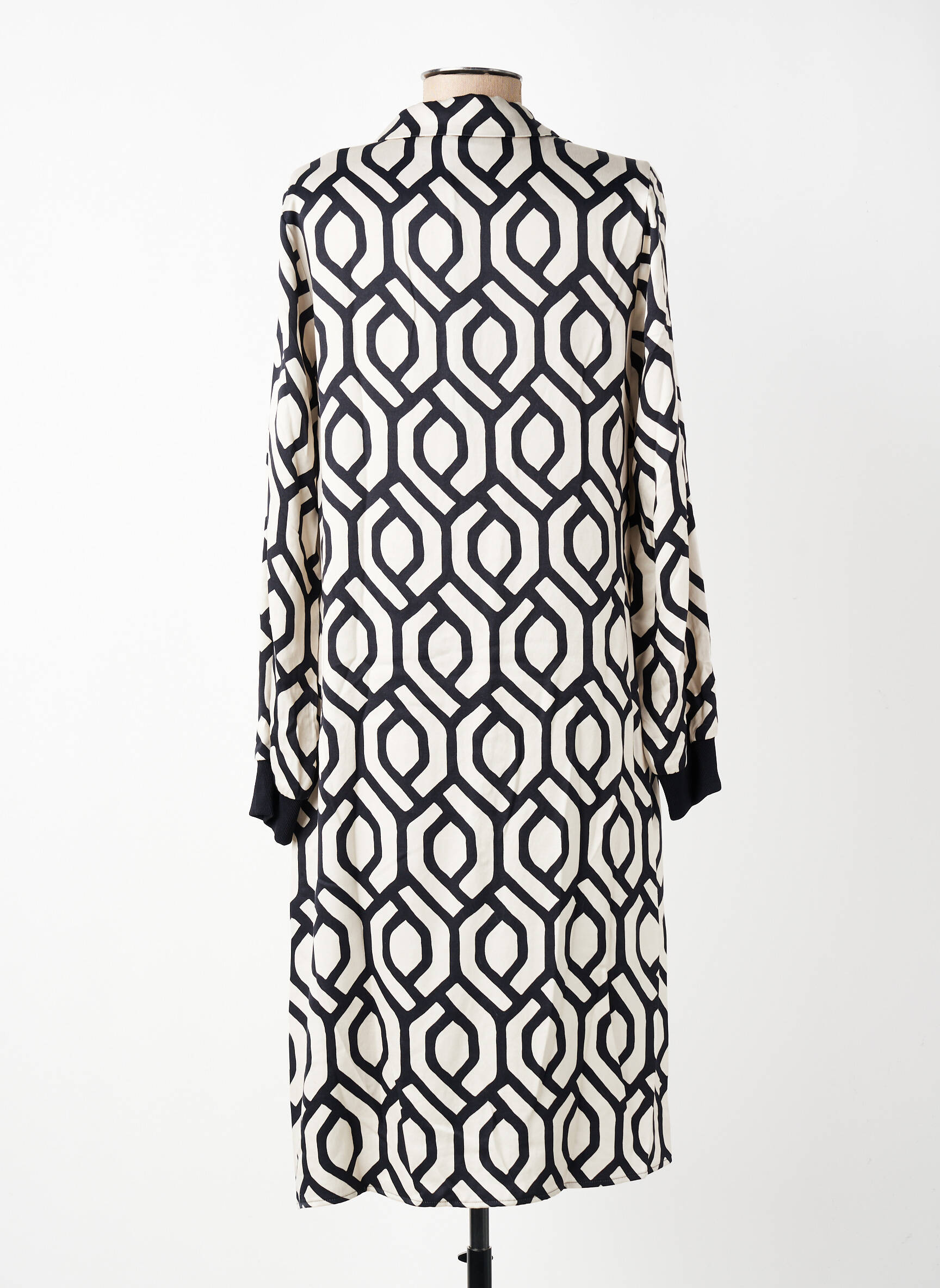 Robe mi-longue imprimé fantaisie manches longues noir TUZZI femme