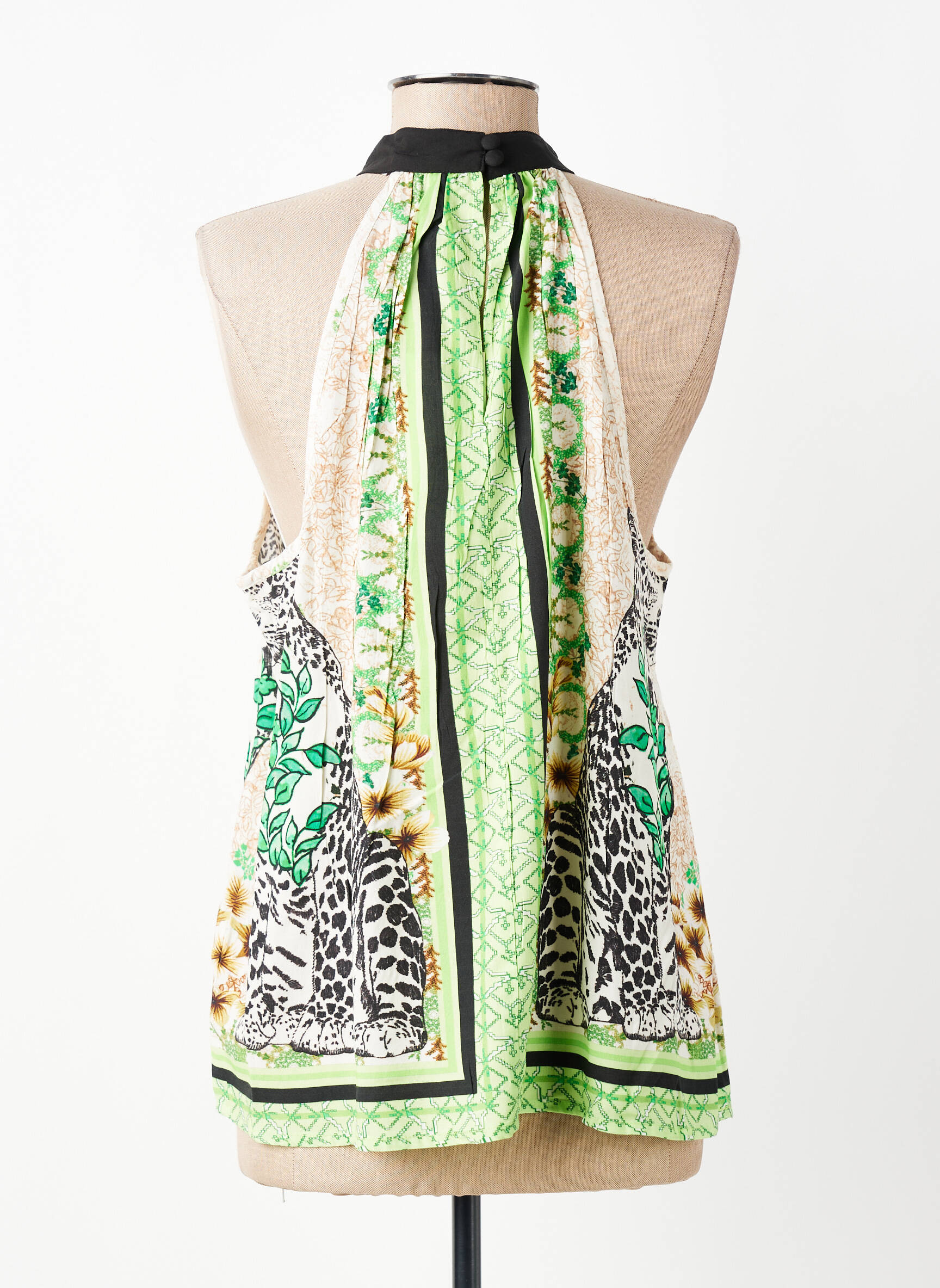 Top imprimé fantaisie sans manche vert CREAM femme