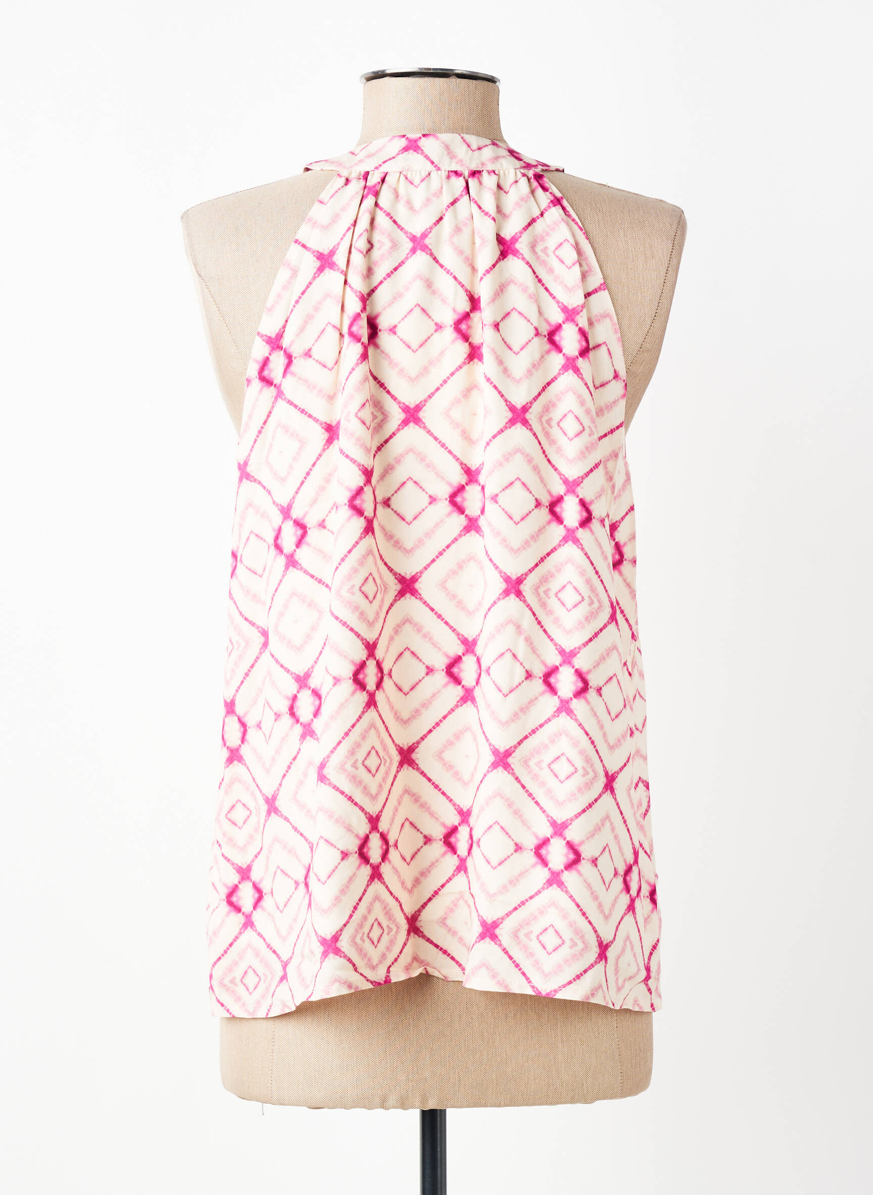 Top imprimé fantaisie sans manche rose LA FEE MARABOUTEE femme