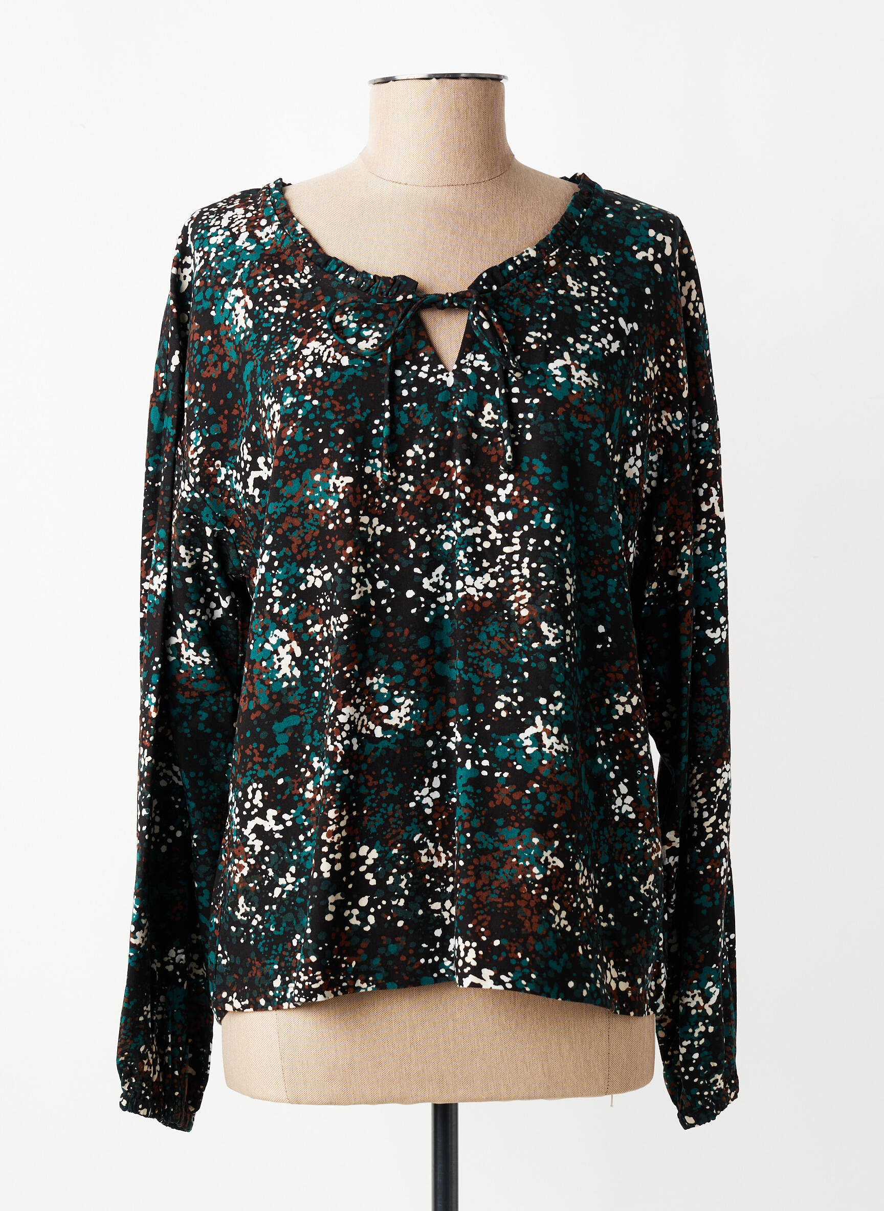 Blouse tissage popeline manches longues noir CREAM femme