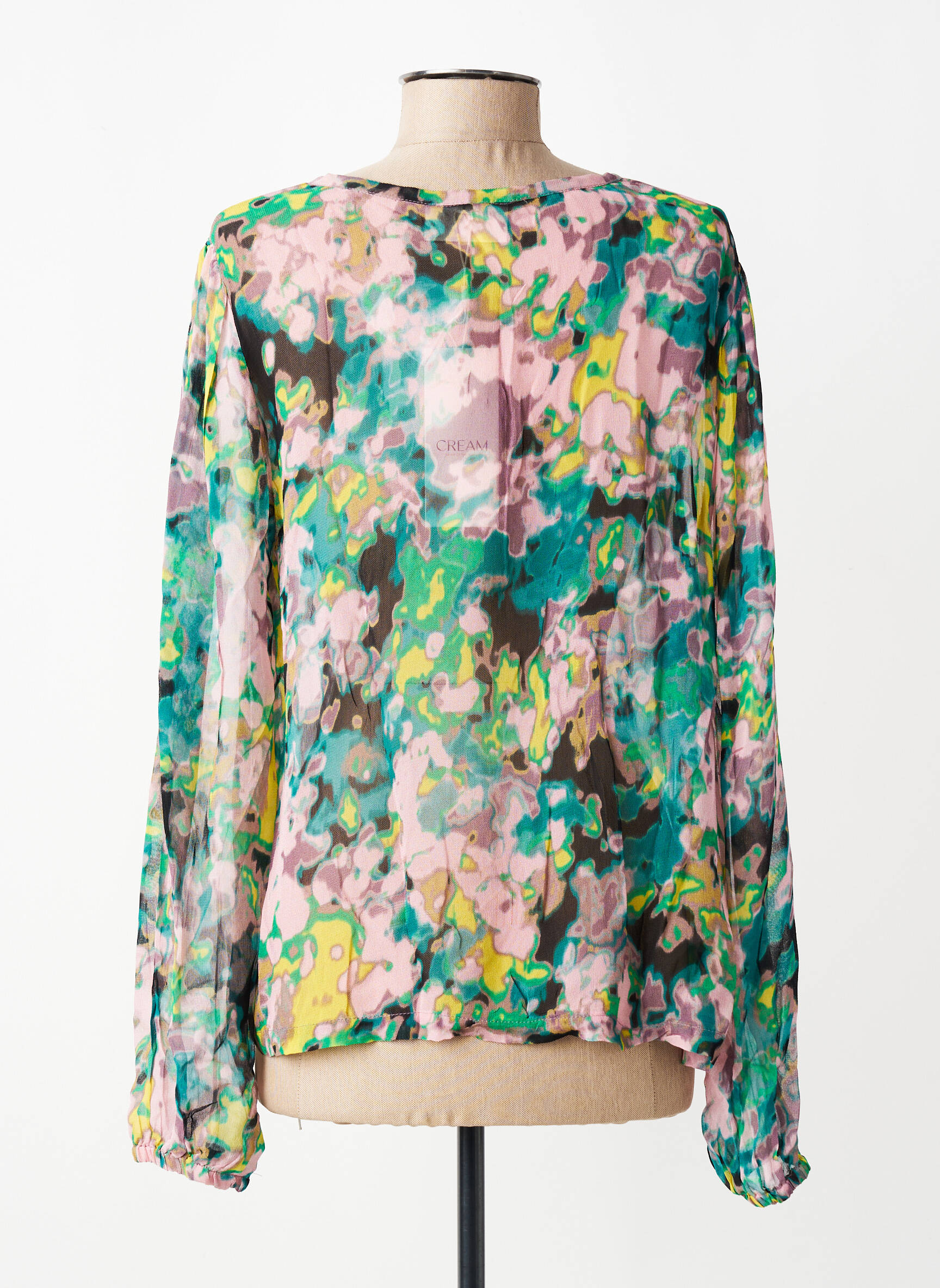 Blouse légère et transparente manches longues vert CREAM femme