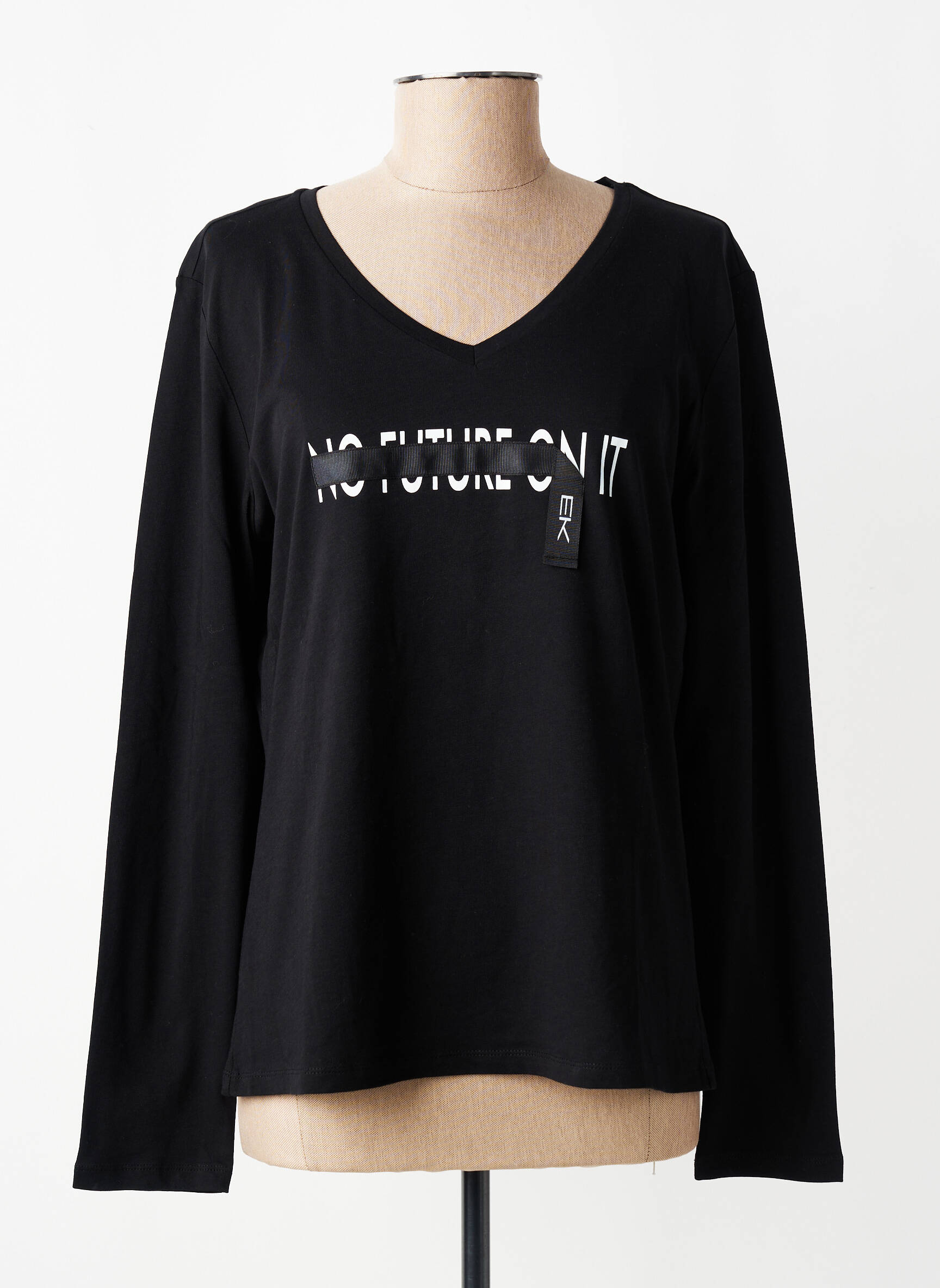 T-shirt sérigraphie floquée manches courtes noir EVA KAYAN femme