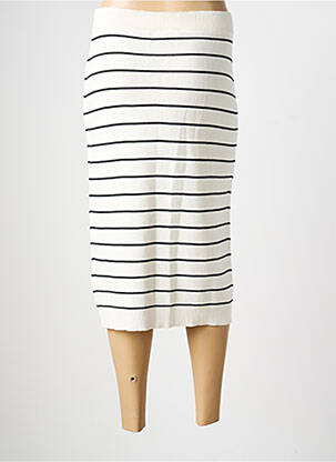 Jupe mi-longue taille normale blanc CREAM femme