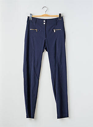 Pantalon slim tissage popeline taille normale bleu EVA KAYAN femme