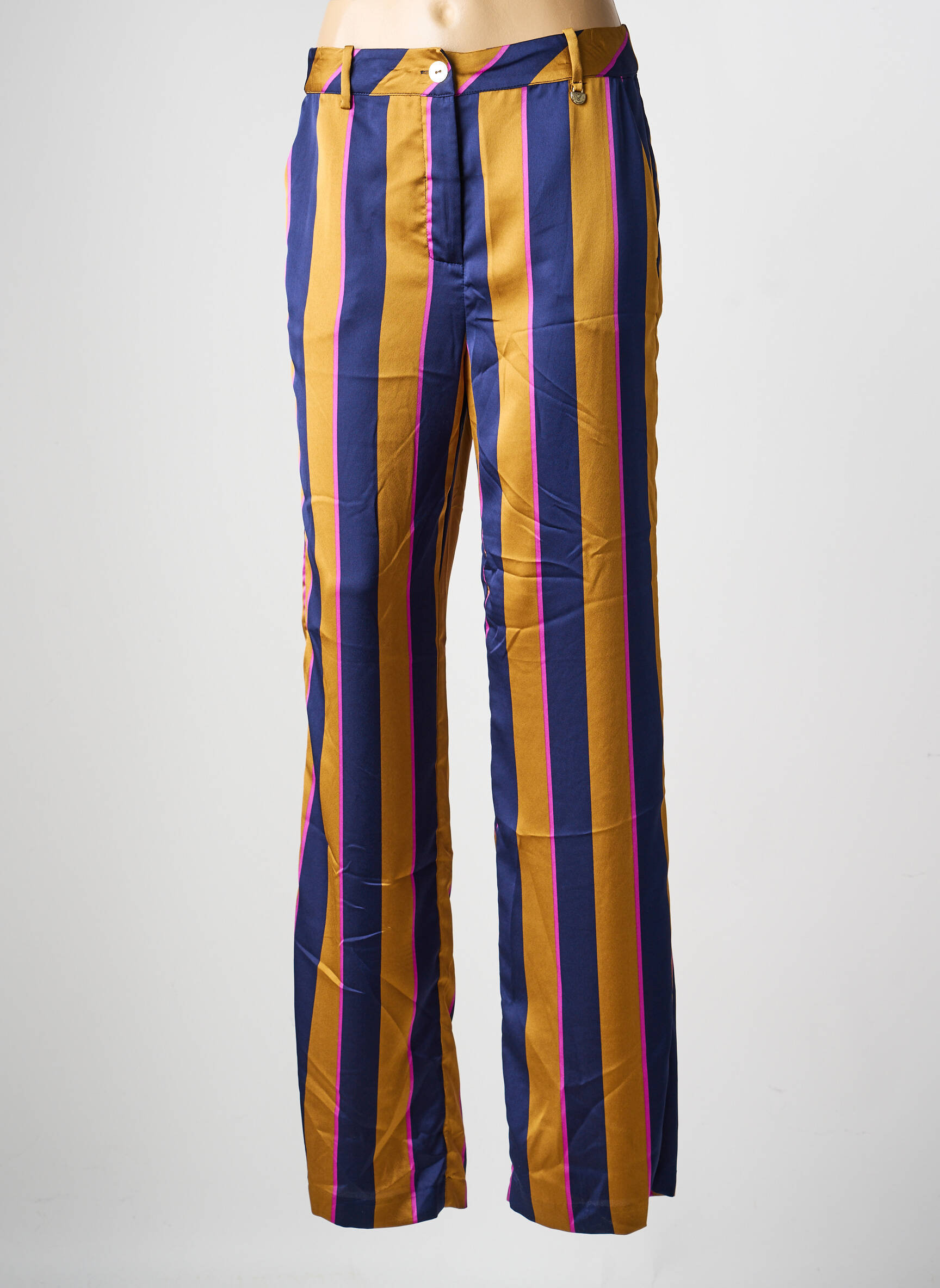 Pantalon droit fermeture zippée sous rabat boutonné taille normale jaune LOLA CASADEMUNT femme