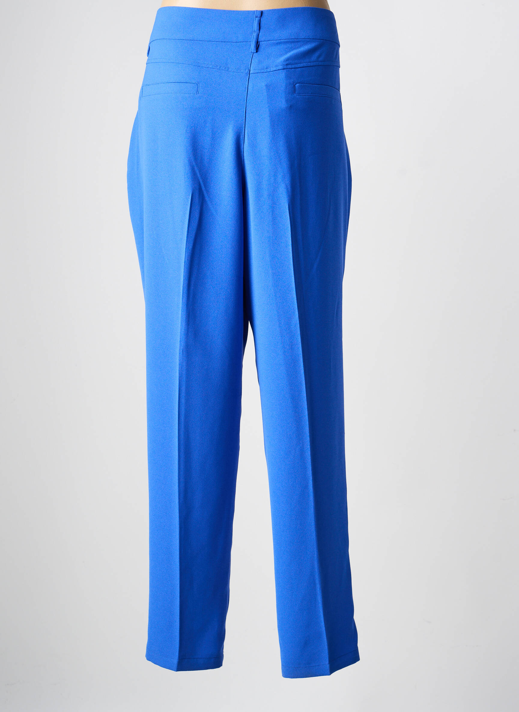 Pantalon droit tissage crêpe taille normale bleu CREAM femme