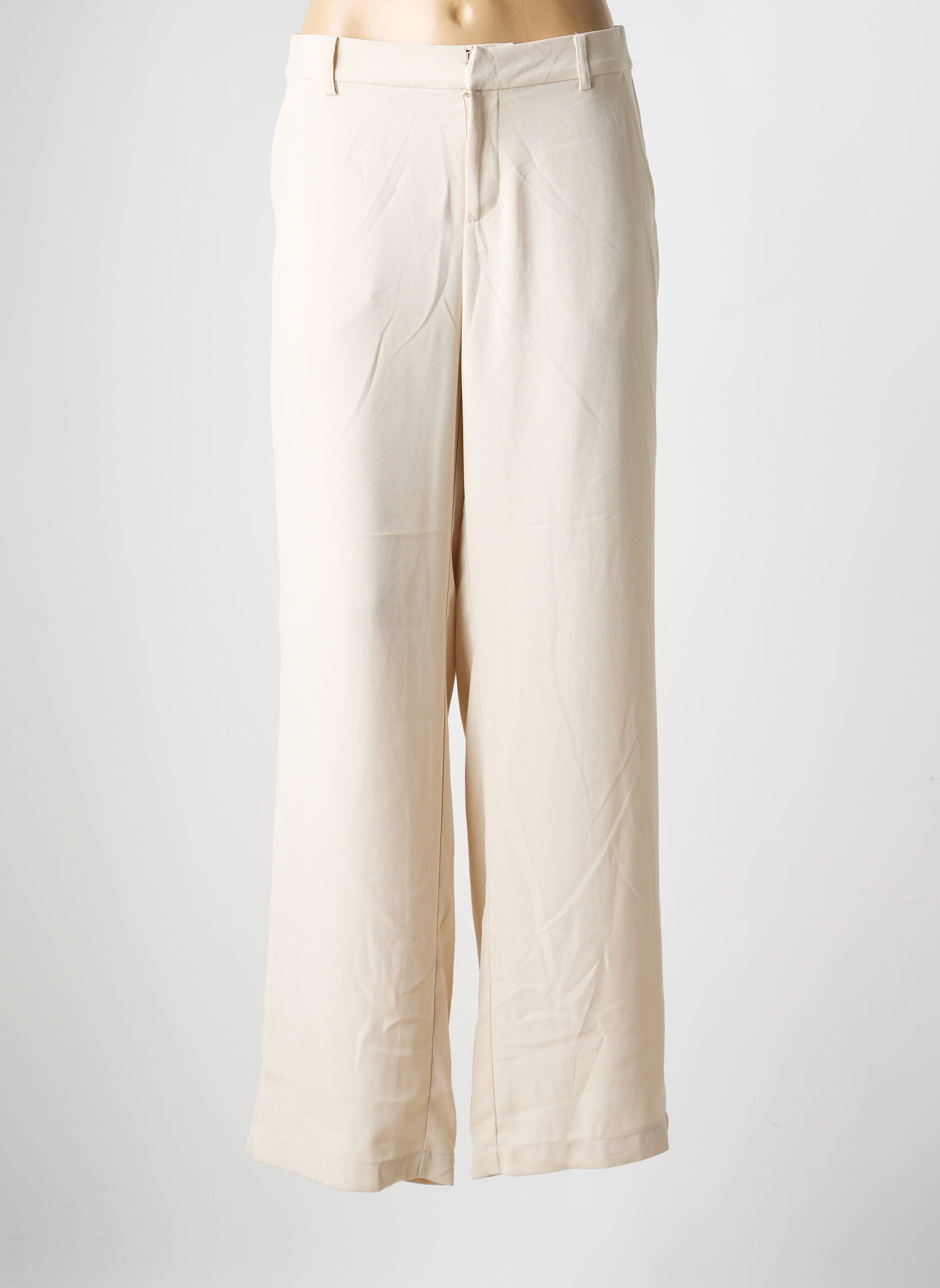 Pantalon large tissage crêpe taille normale beige CREAM femme