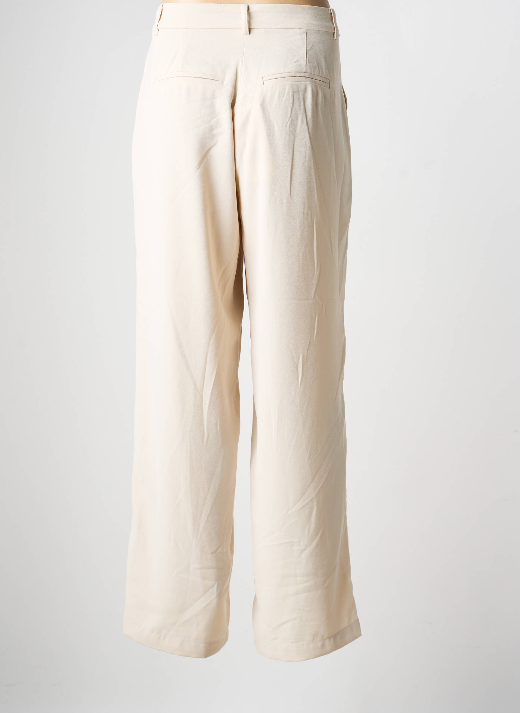 Pantalon large tissage crêpe taille normale beige CREAM femme