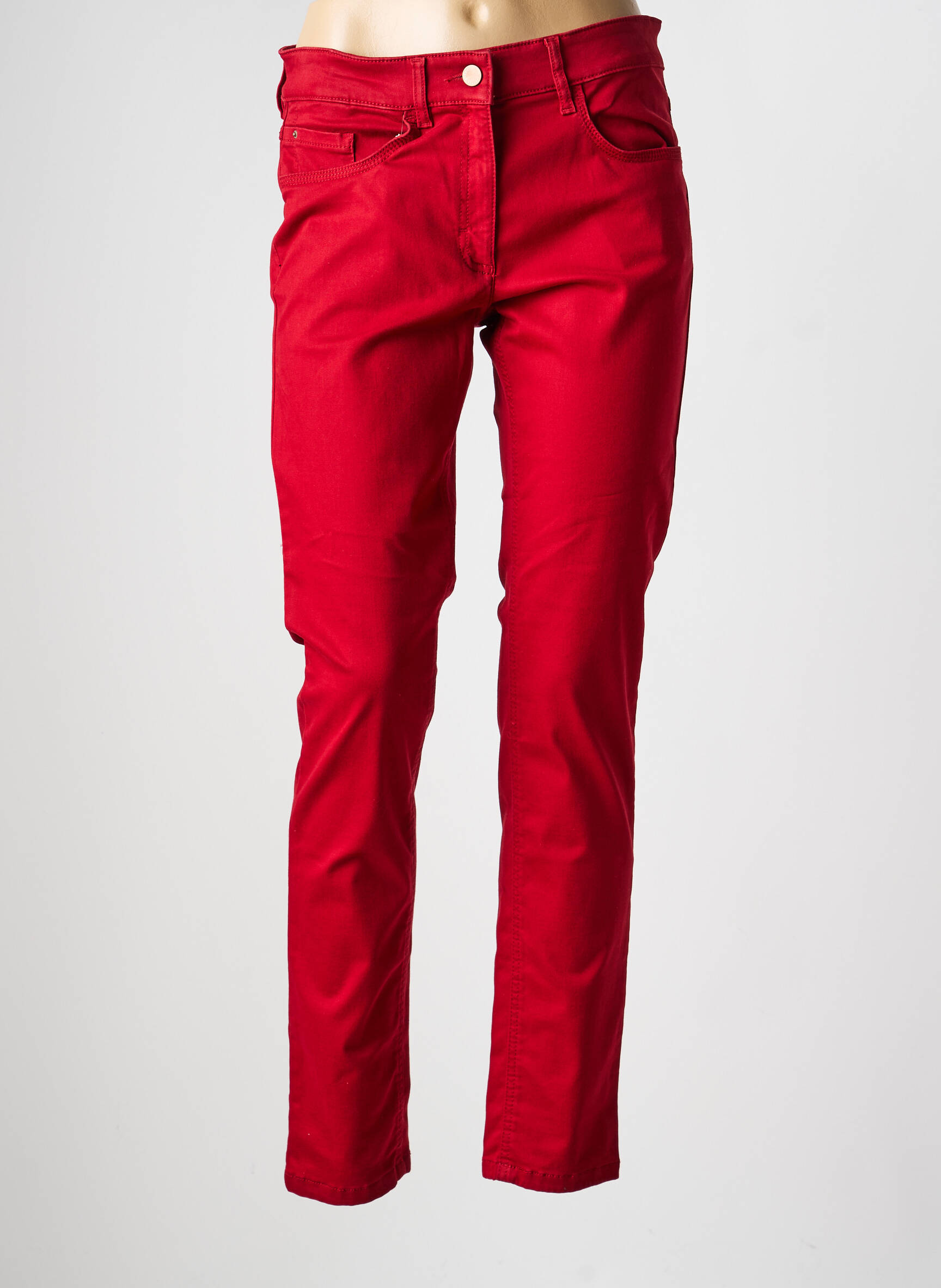Pantalon slim tissage popeline taille normale rouge ZERRES femme