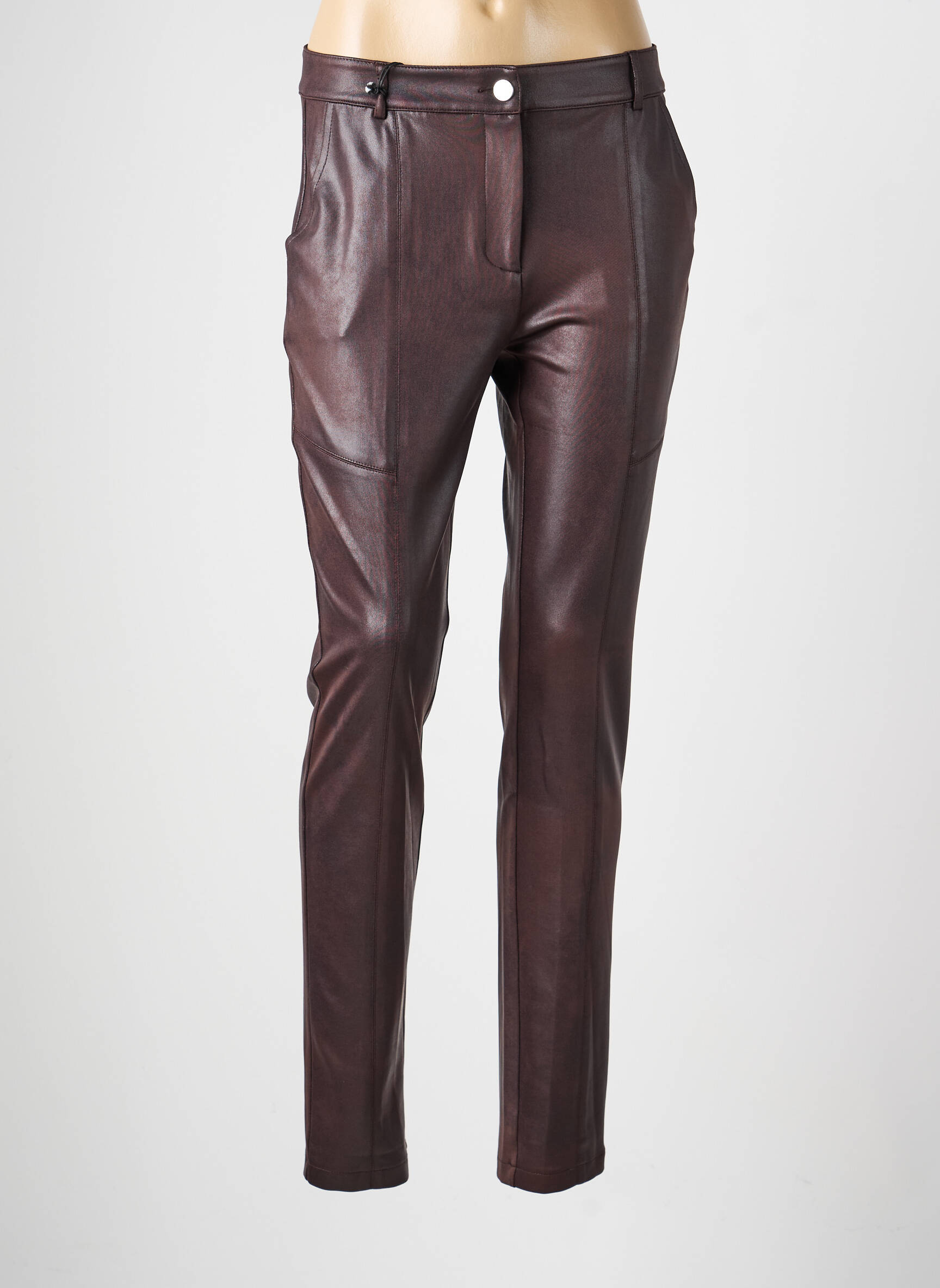 Pantalon slim stretch taille normale marron EVA KAYAN femme