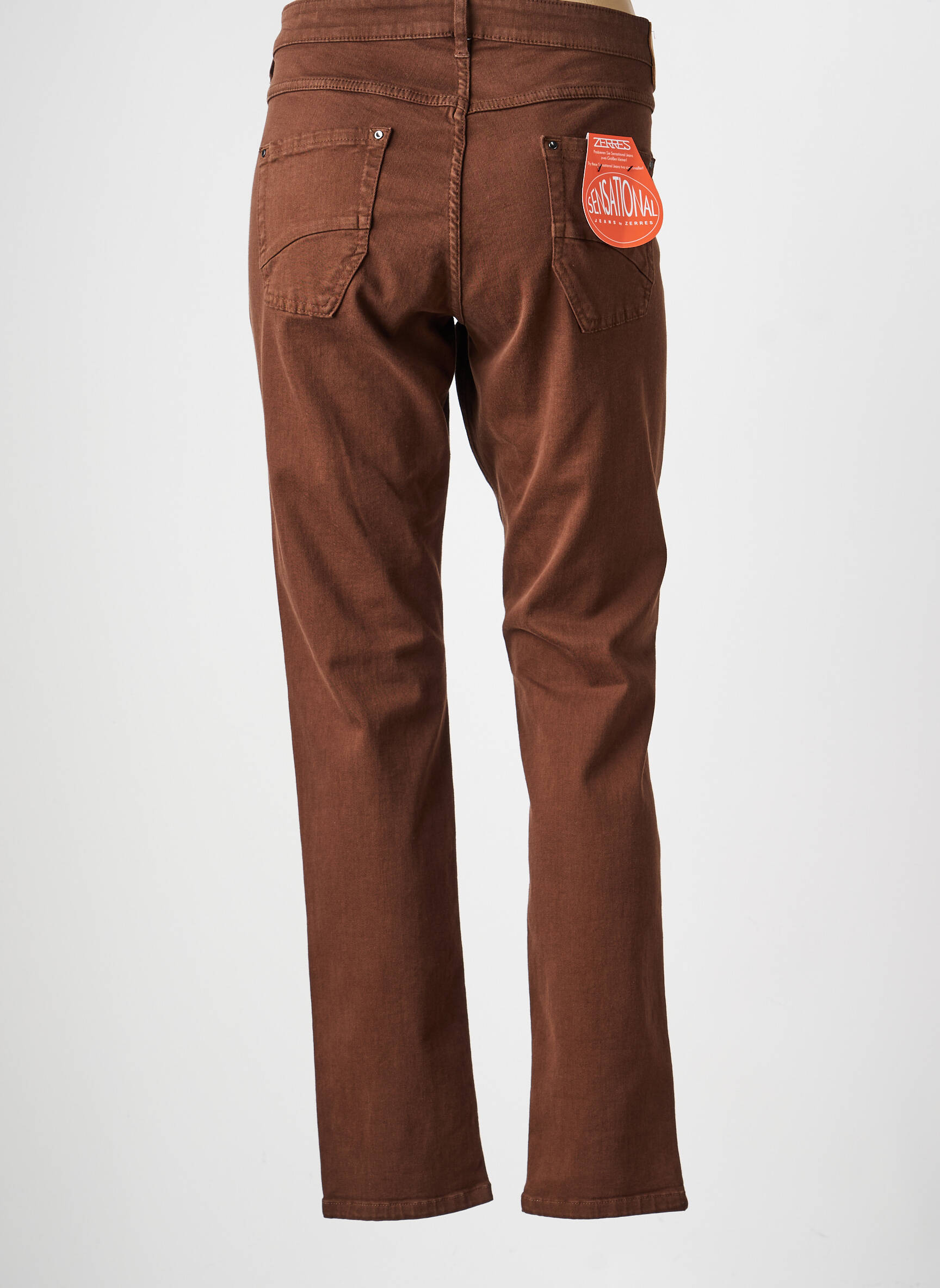 Pantalon droit stretch taille normale marron ZERRES femme