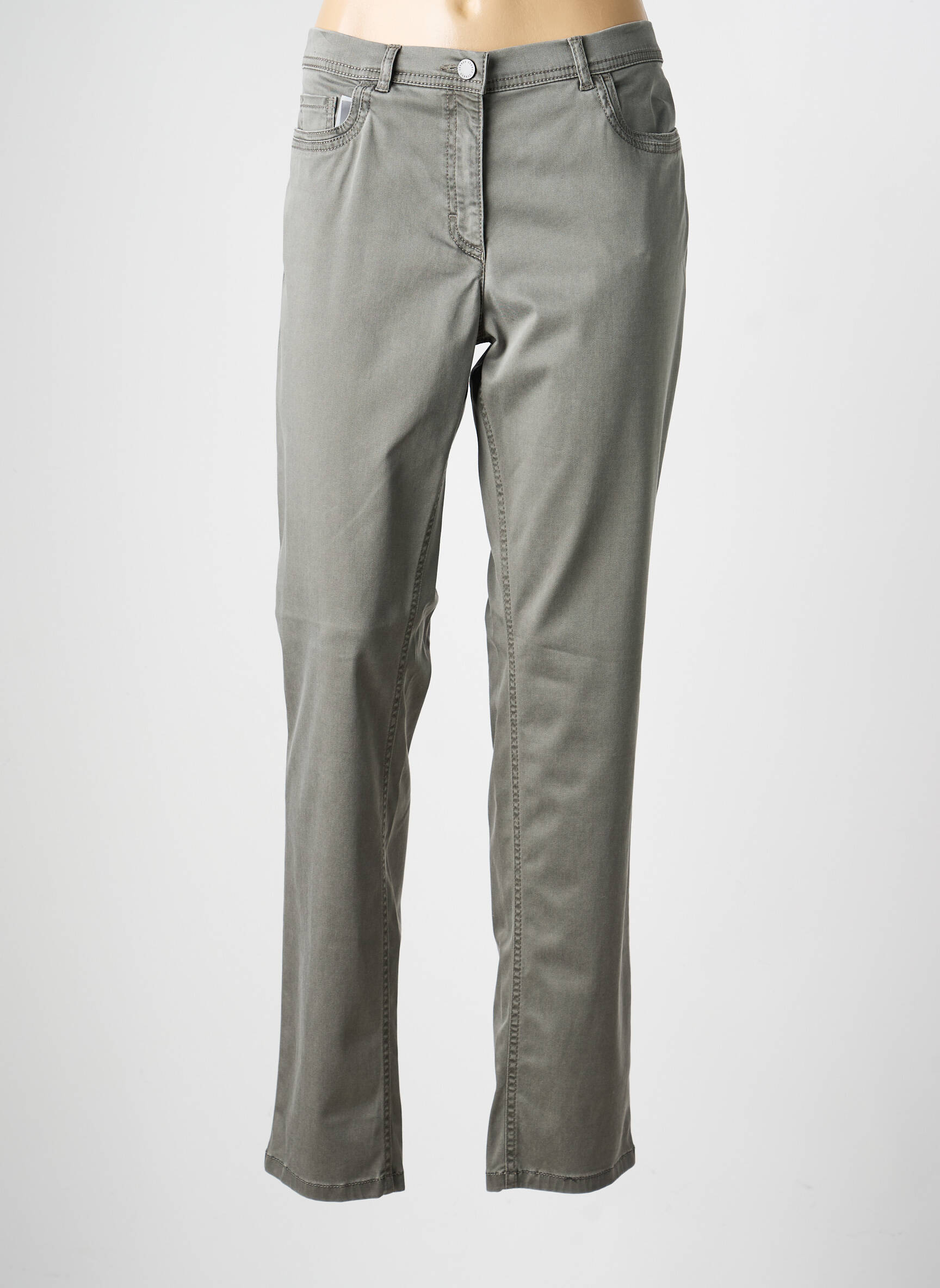 Pantalon droit stretch taille normale gris ZERRES femme