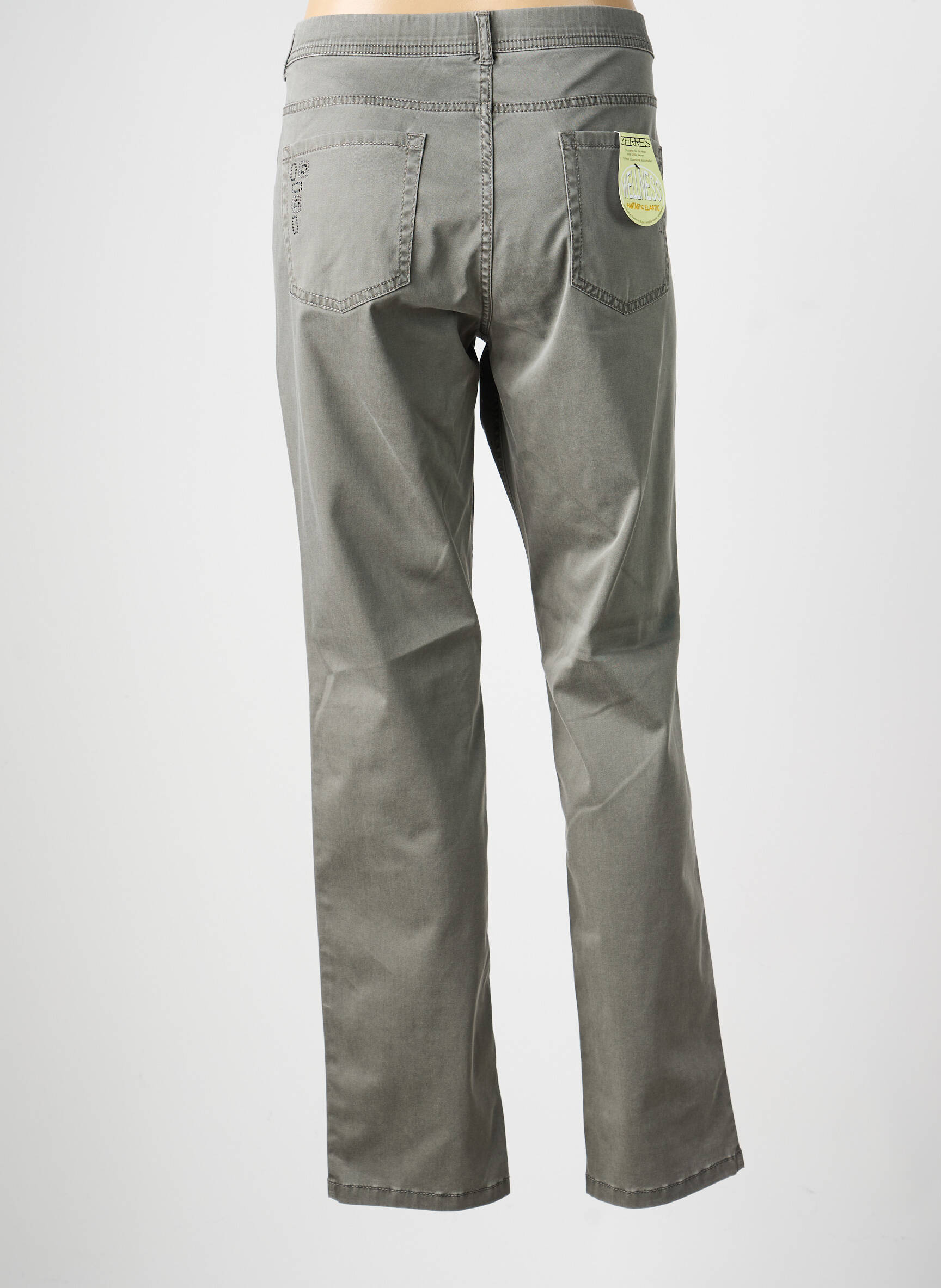Pantalon droit stretch taille normale gris ZERRES femme