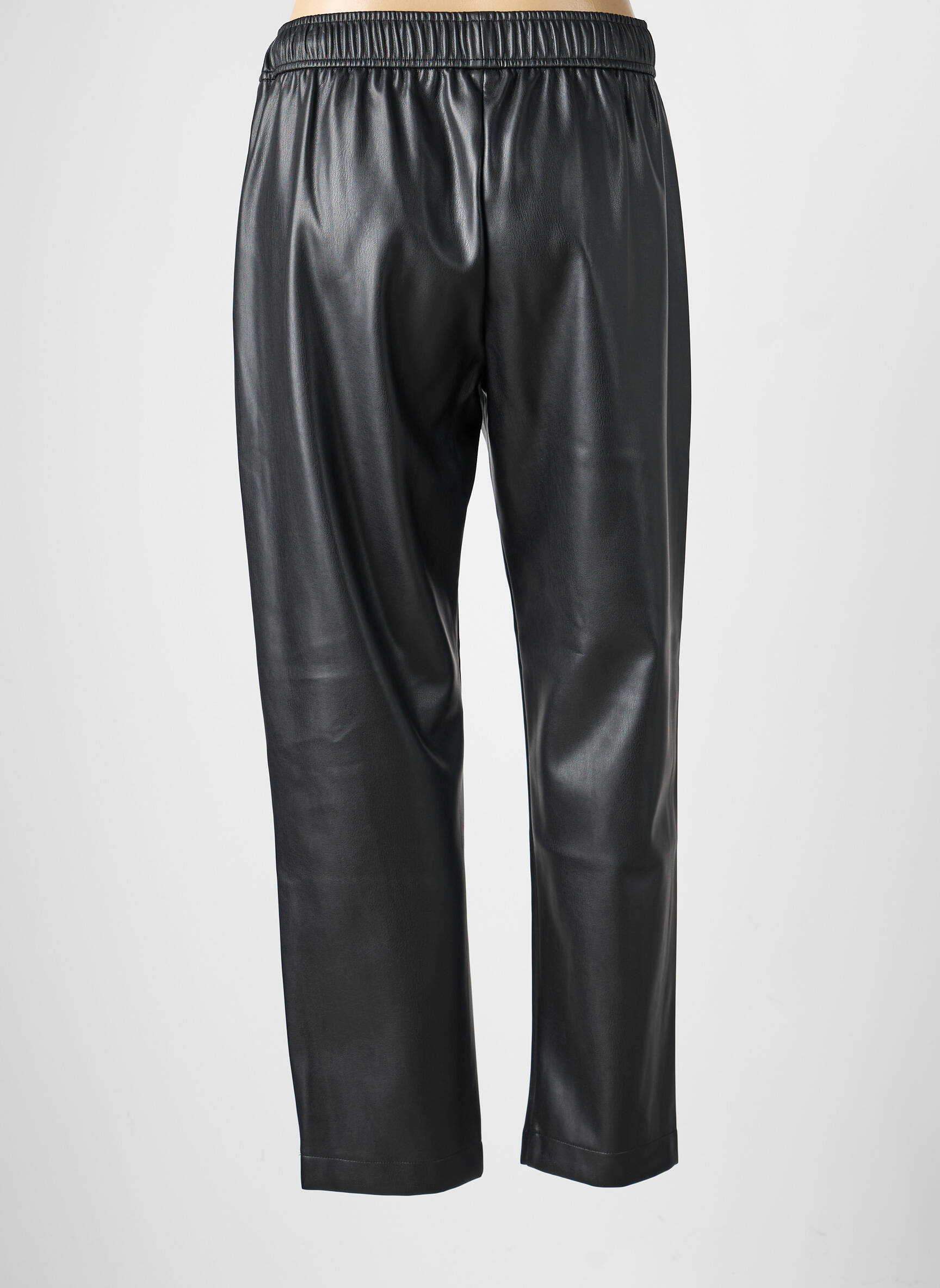 Pantalon droit taille élastique taille normale noir LEO & UGO femme