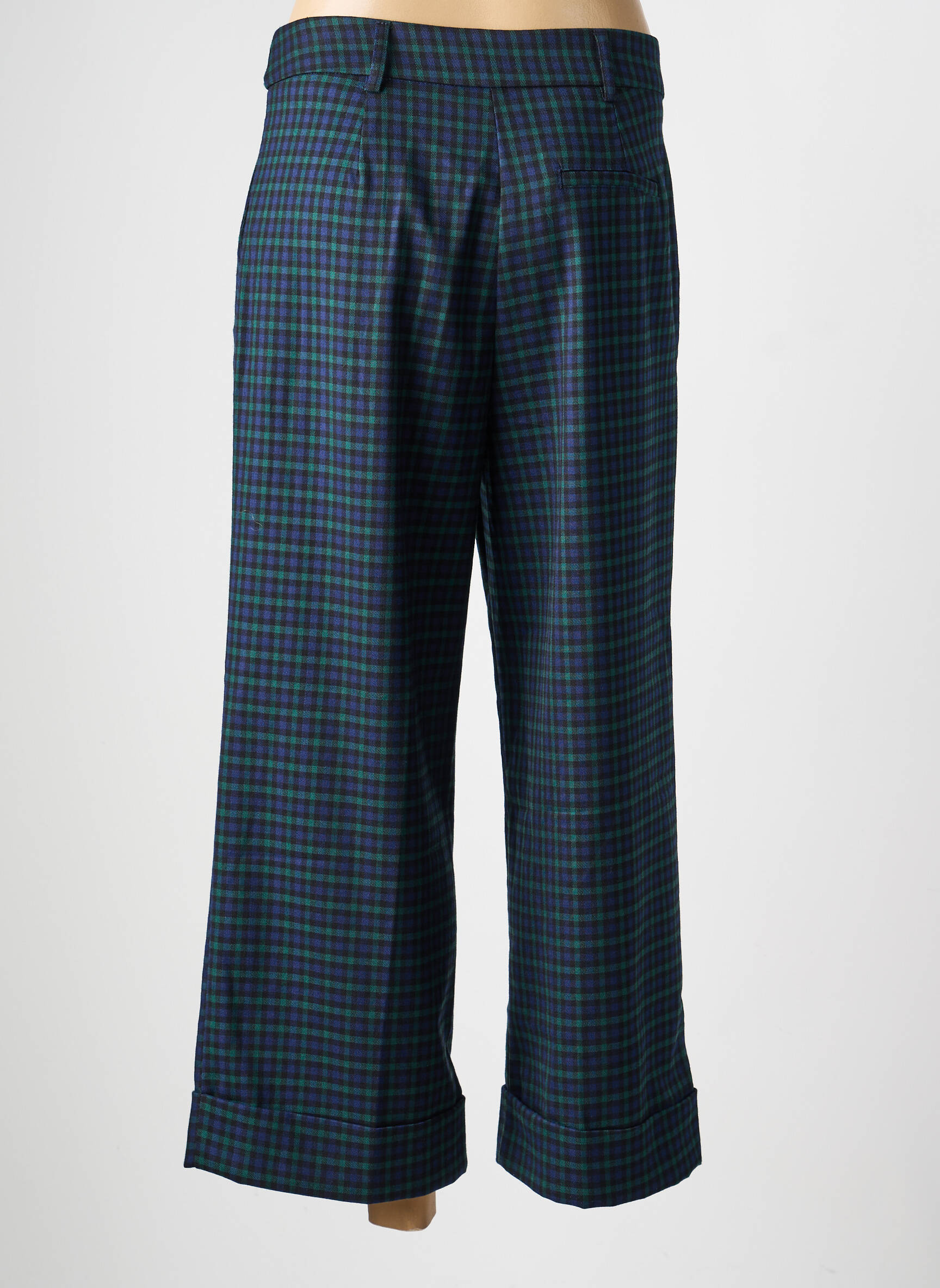 Pantalon large fermeture zippée sous rabat avec crochet taille normale bleu O'MER femme