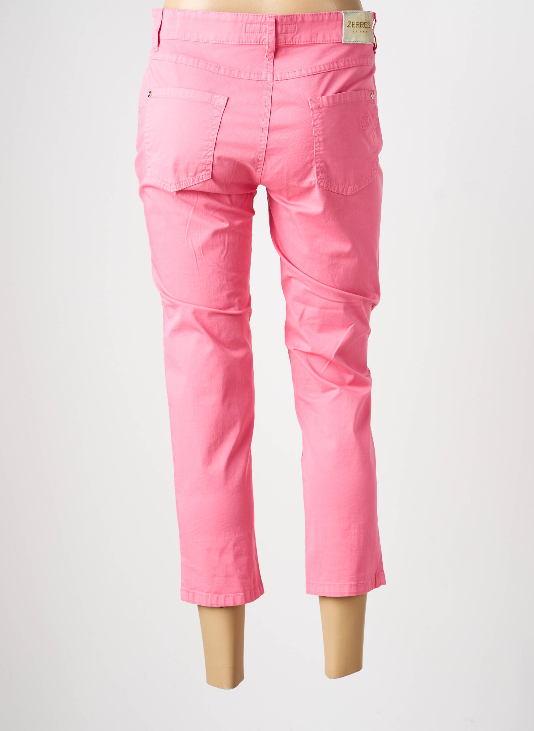 Pantacourt stretch taille normale rose ZERRES femme