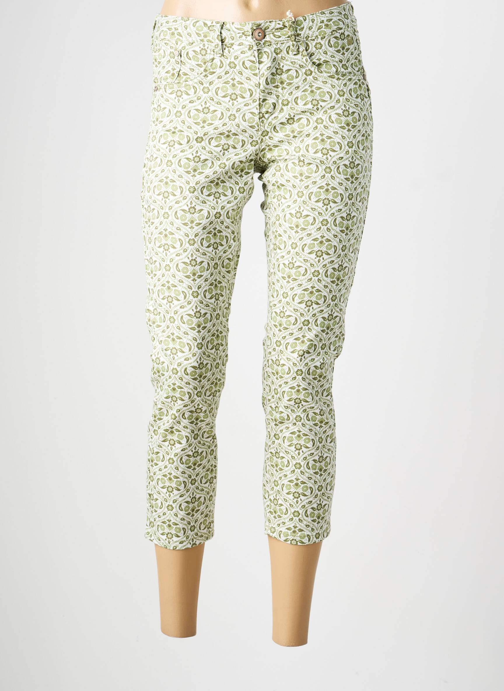 Pantacourt stretch taille normale vert CREAM femme