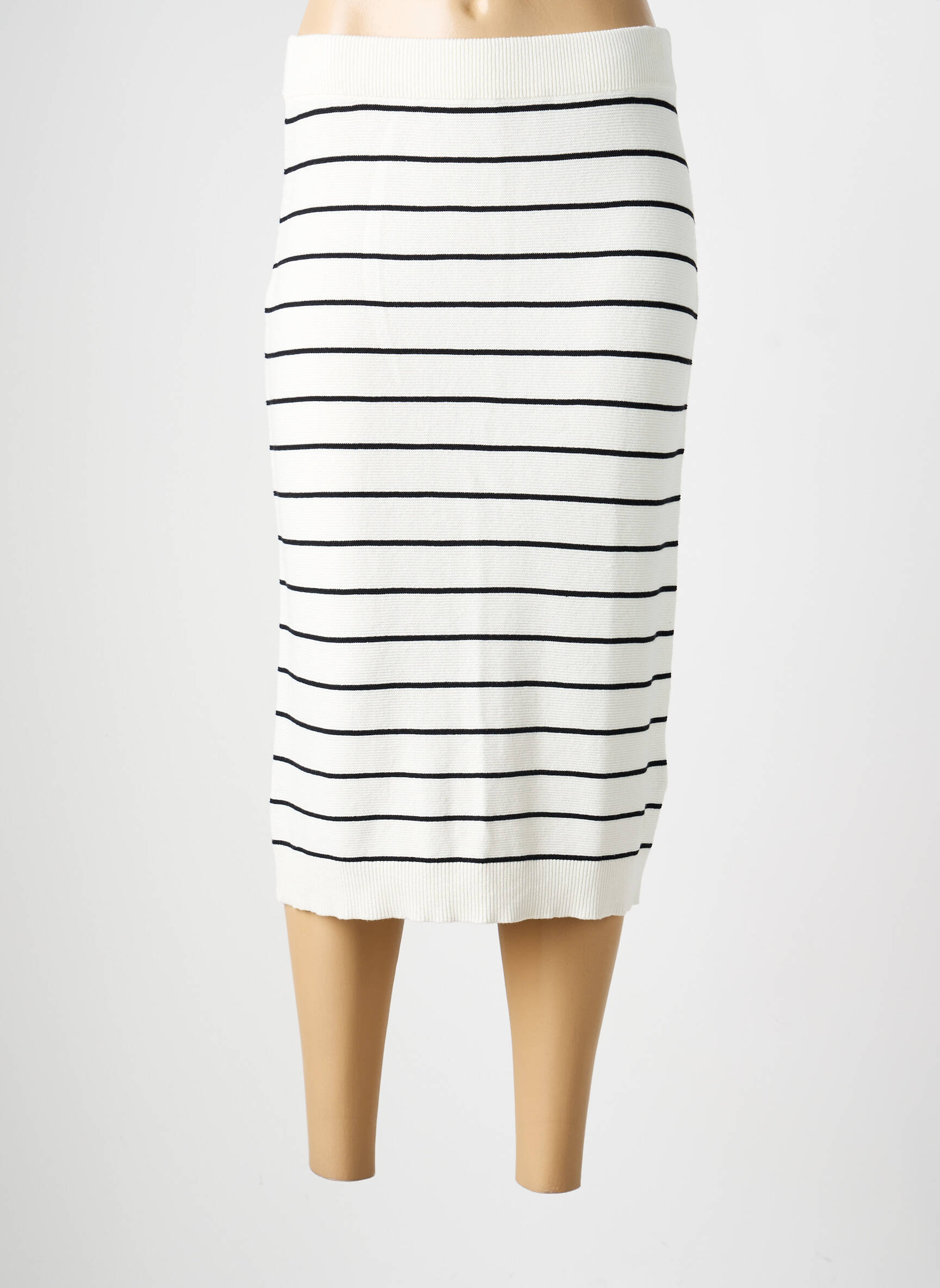 Jupe mi-longue taille normale blanc CREAM femme
