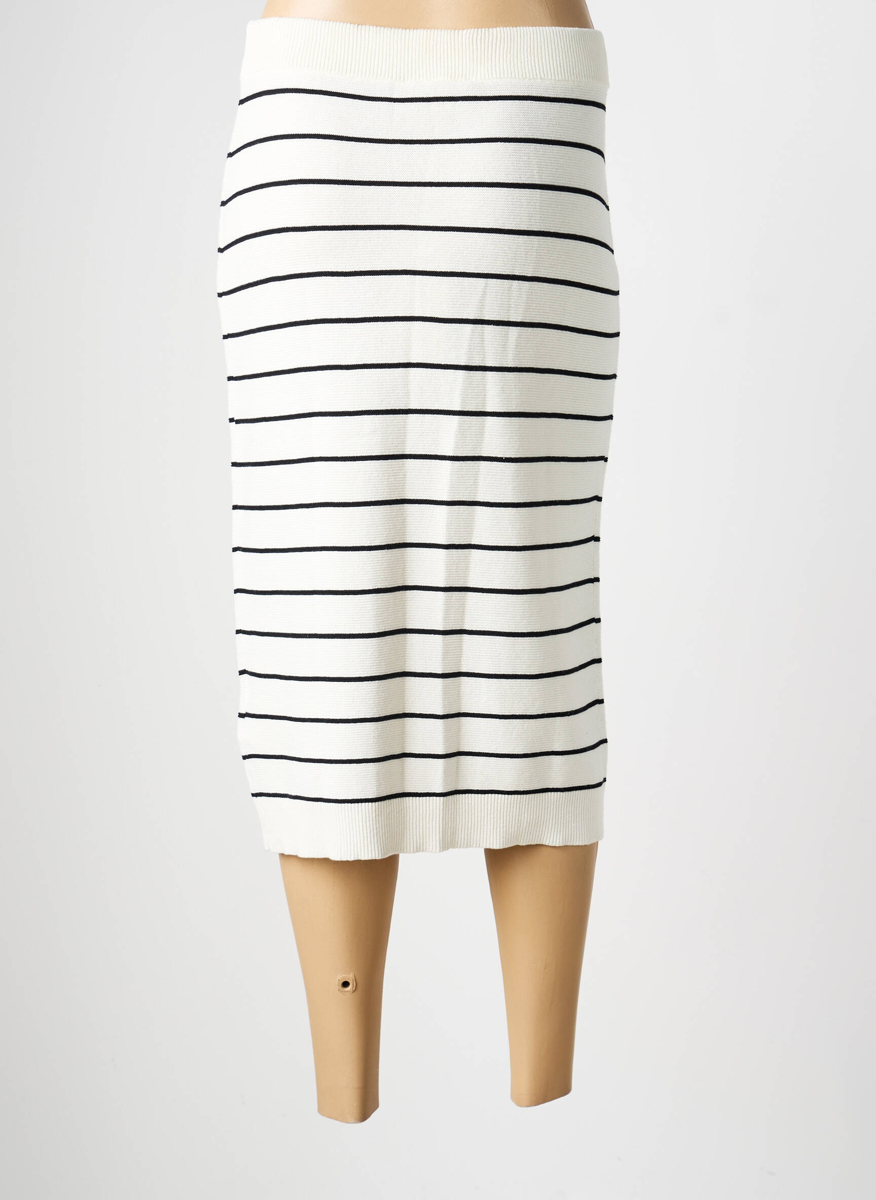 Jupe mi-longue taille normale blanc CREAM femme