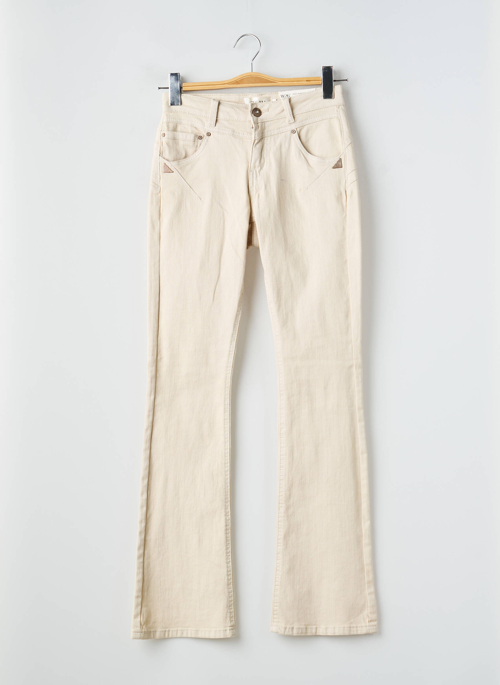 Jeans coupe droite stretch taille normale beige CREAM femme