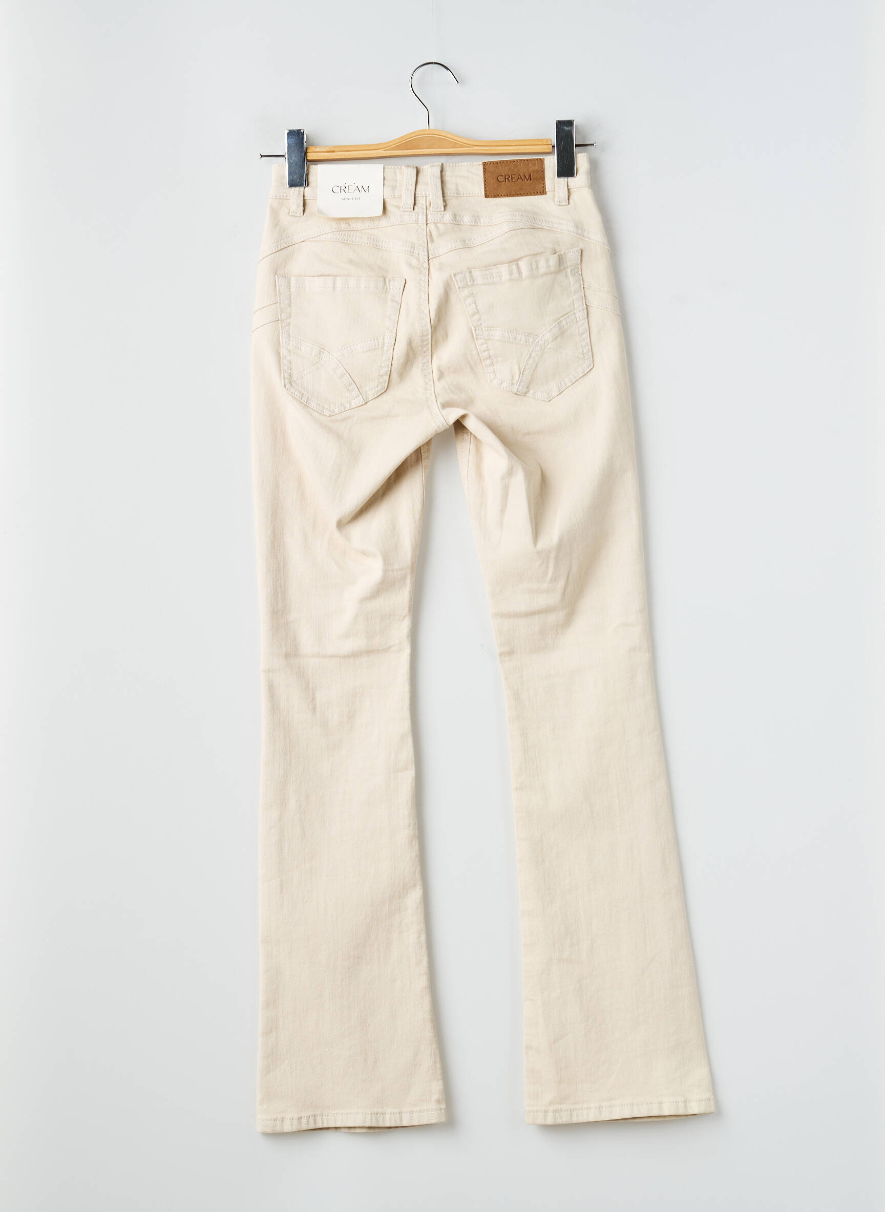 Jeans coupe droite stretch taille normale beige CREAM femme