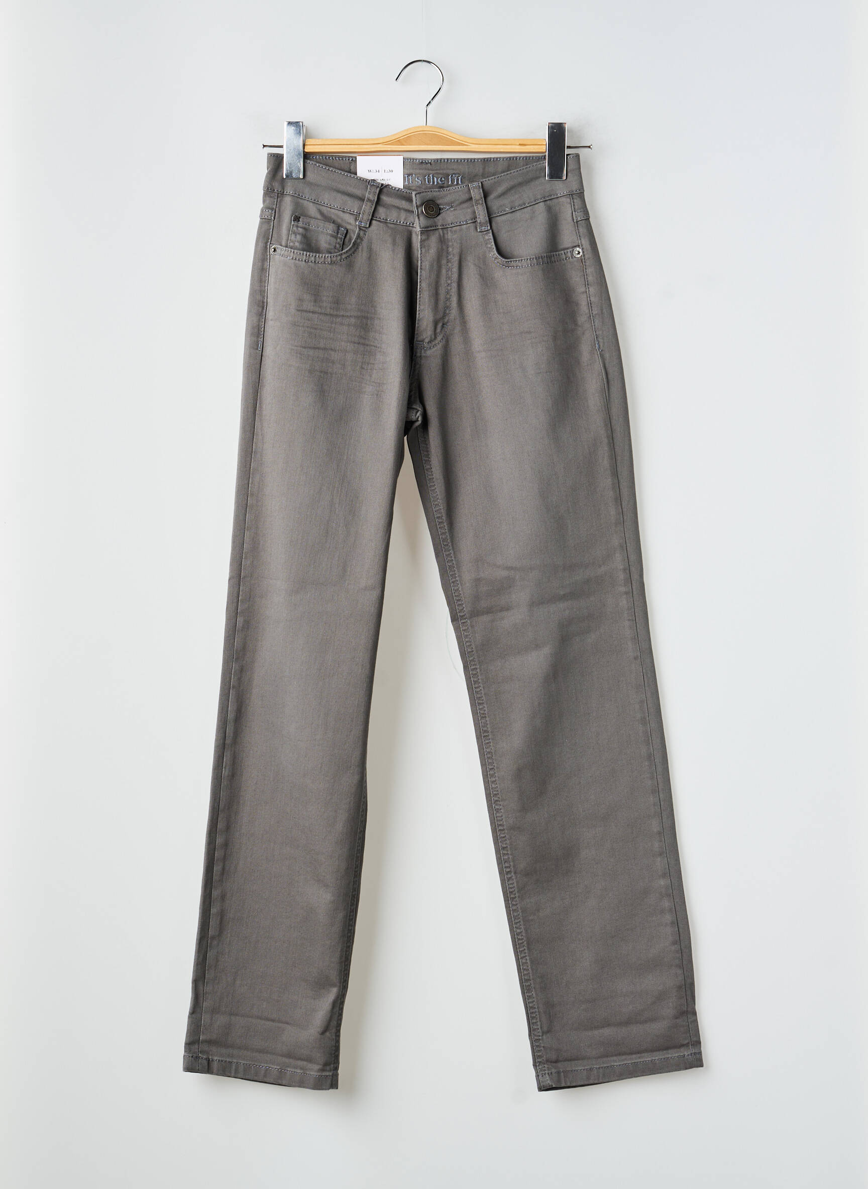 Pantalon droit stretch taille normale gris PARA MI femme