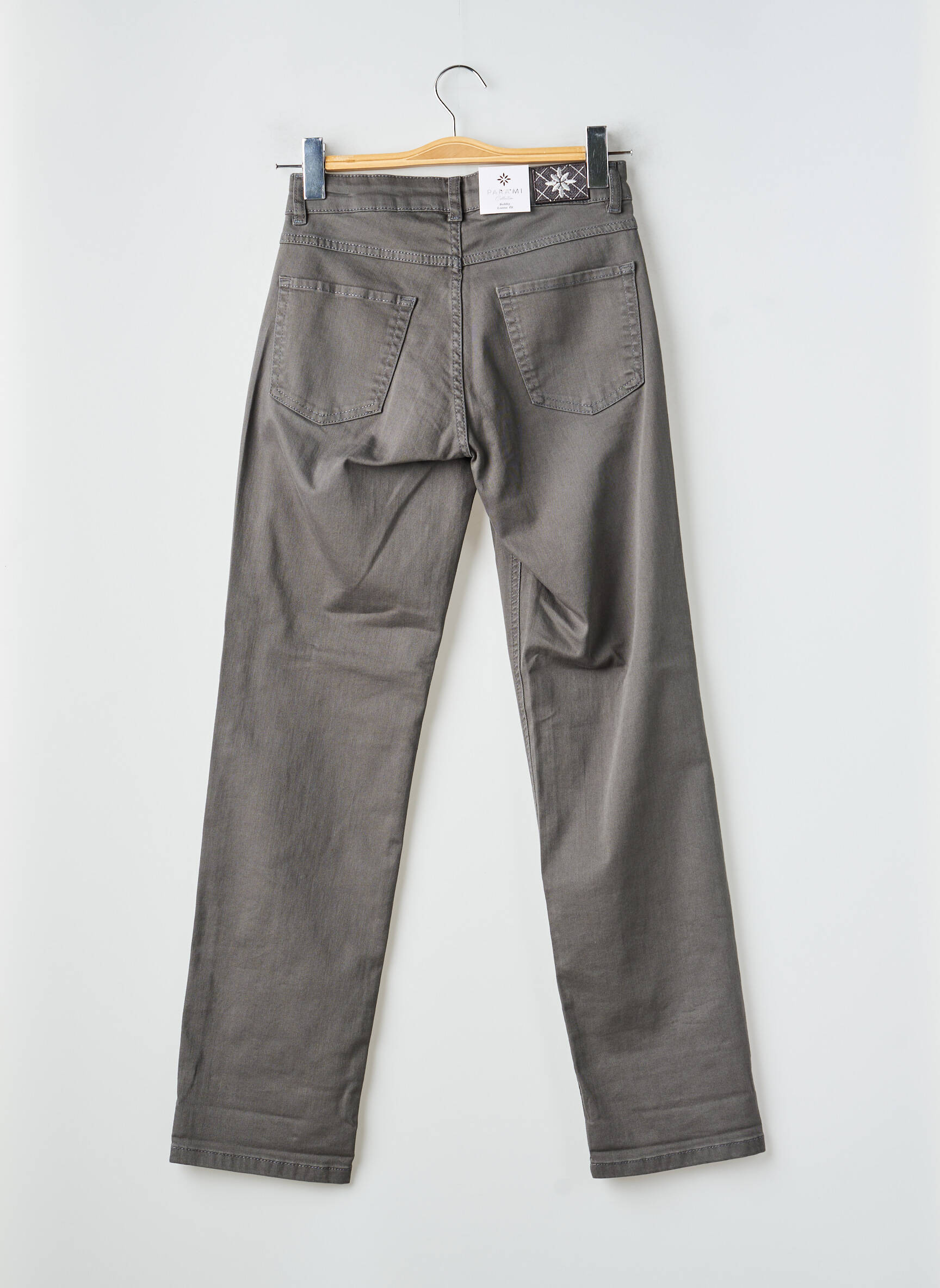 Pantalon droit stretch taille normale gris PARA MI femme