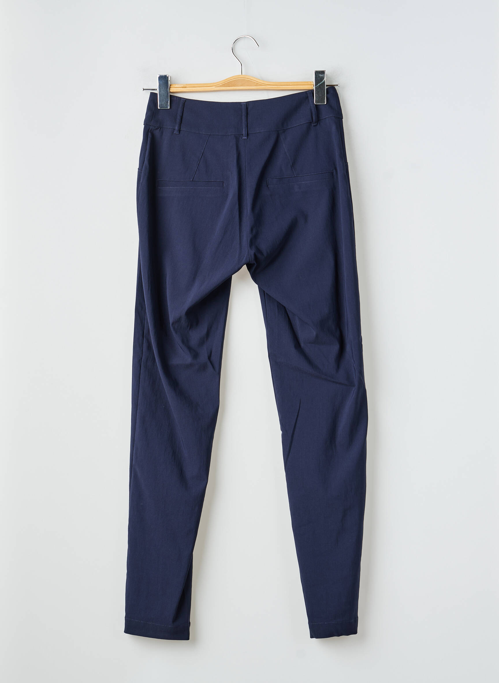 Pantalon slim tissage popeline taille normale bleu EVA KAYAN femme