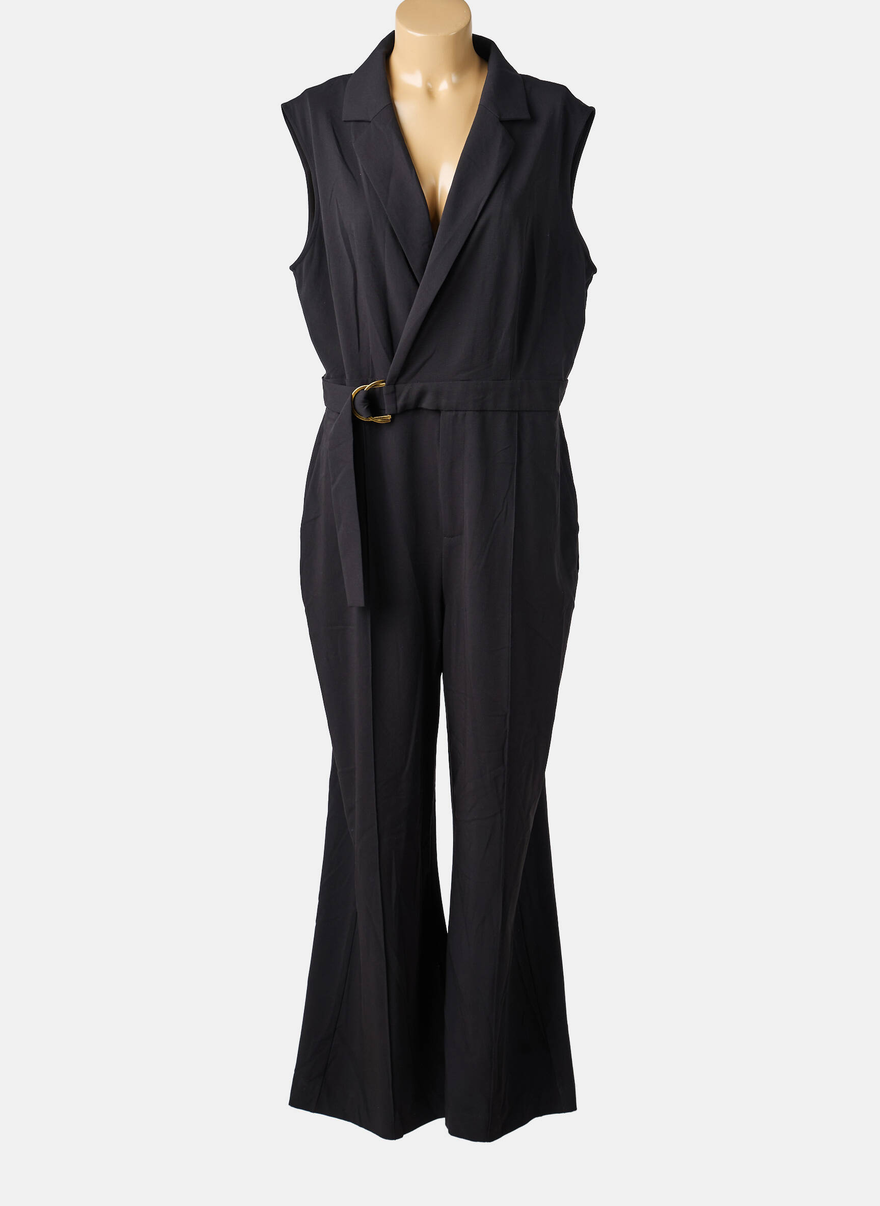Combi-pantalon fermeture boutonnée sur le devant manches courtes noir K-DESIGN femme