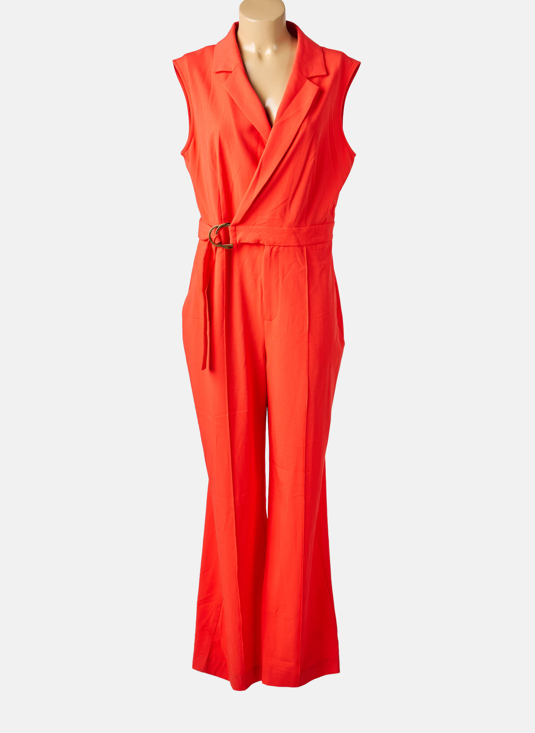 Combi-pantalon fermeture boutonnée sur le devant manches courtes rouge K-DESIGN femme