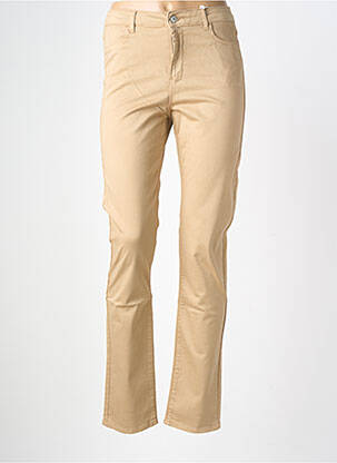 Pantalon droit stretch taille haute beige KANOPE femme