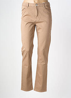 Pantalon droit stretch taille haute marron KANOPE femme