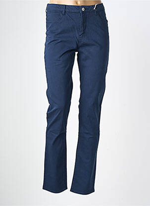 Pantalon droit stretch taille haute bleu KANOPE femme