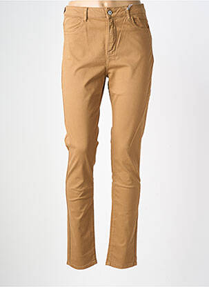 Pantalon slim tissage popeline taille normale marron KANOPE femme
