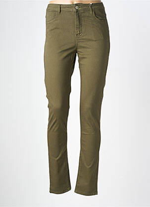 Pantalon slim tissage popeline taille normale vert fonce KANOPE femme