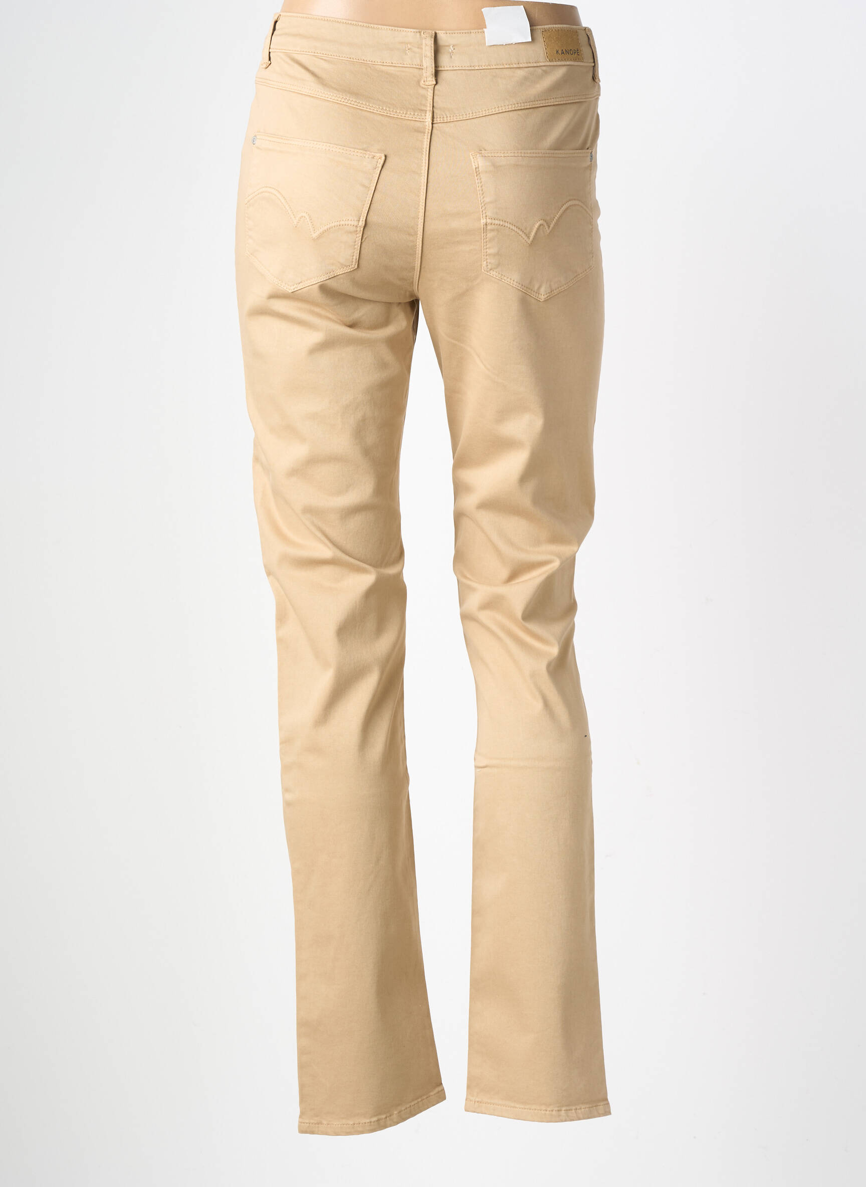Pantalon droit stretch taille haute beige KANOPE femme