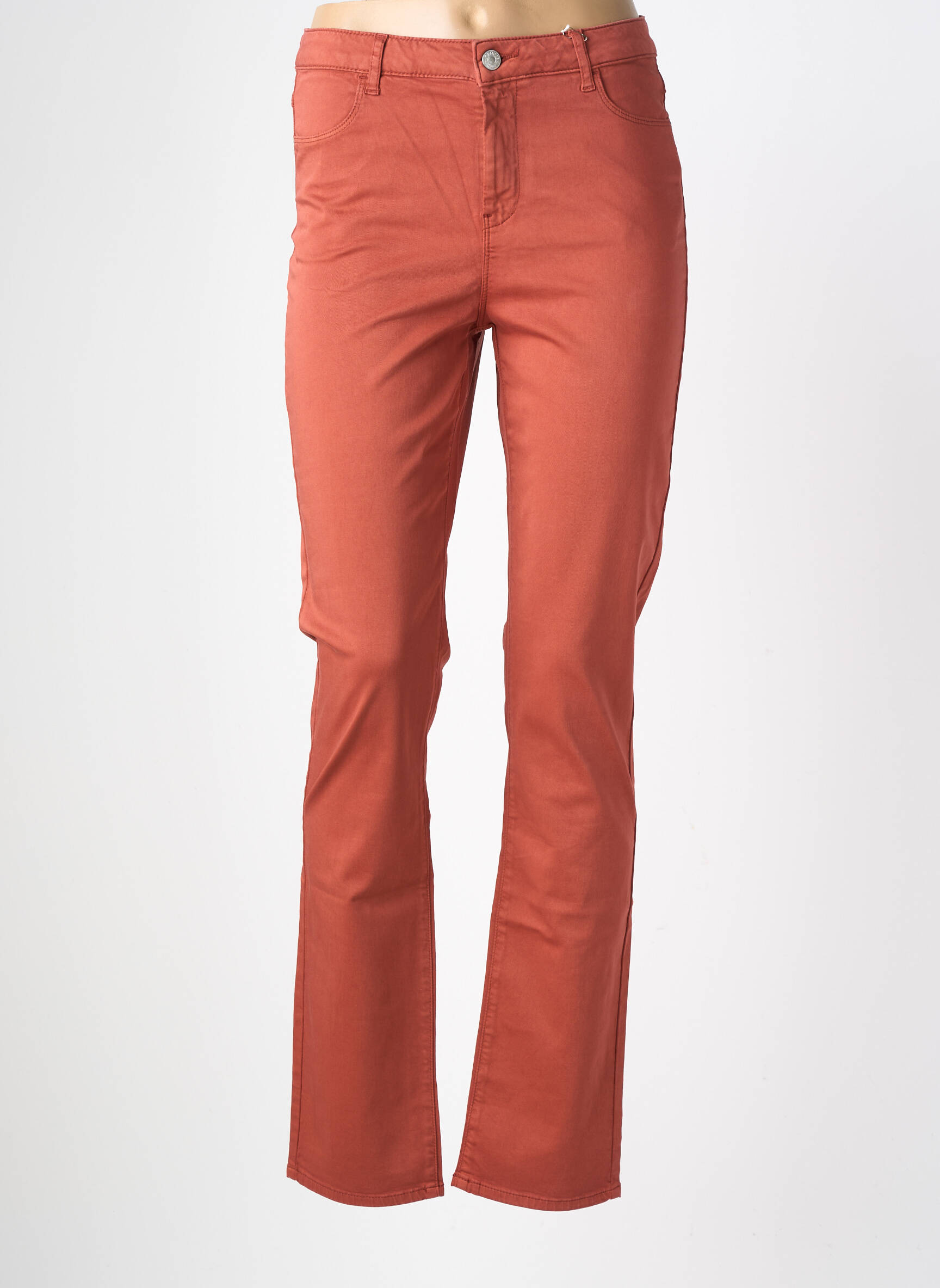 Pantalon droit stretch taille haute orange KANOPE femme