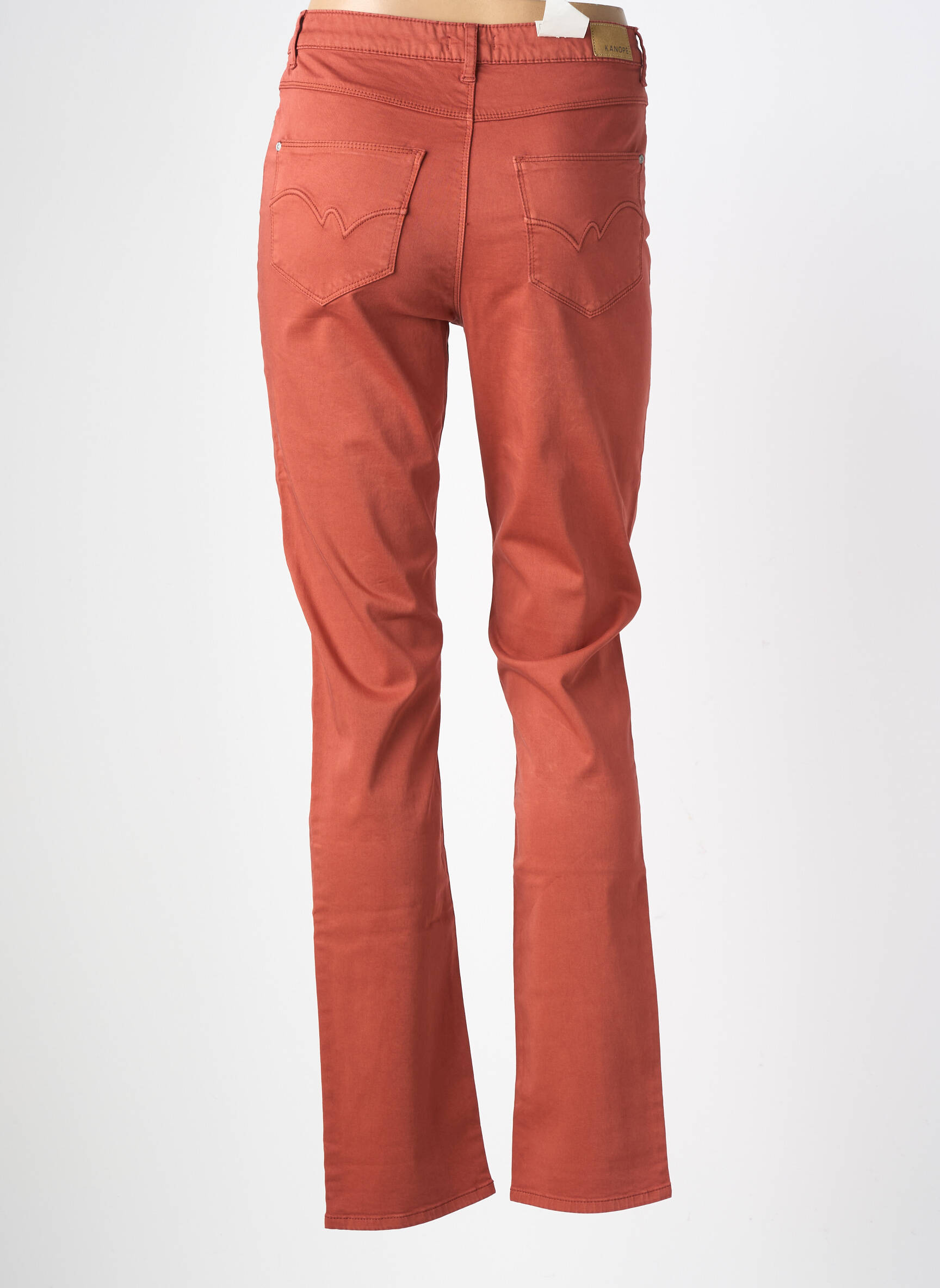 Pantalon droit stretch taille haute orange KANOPE femme