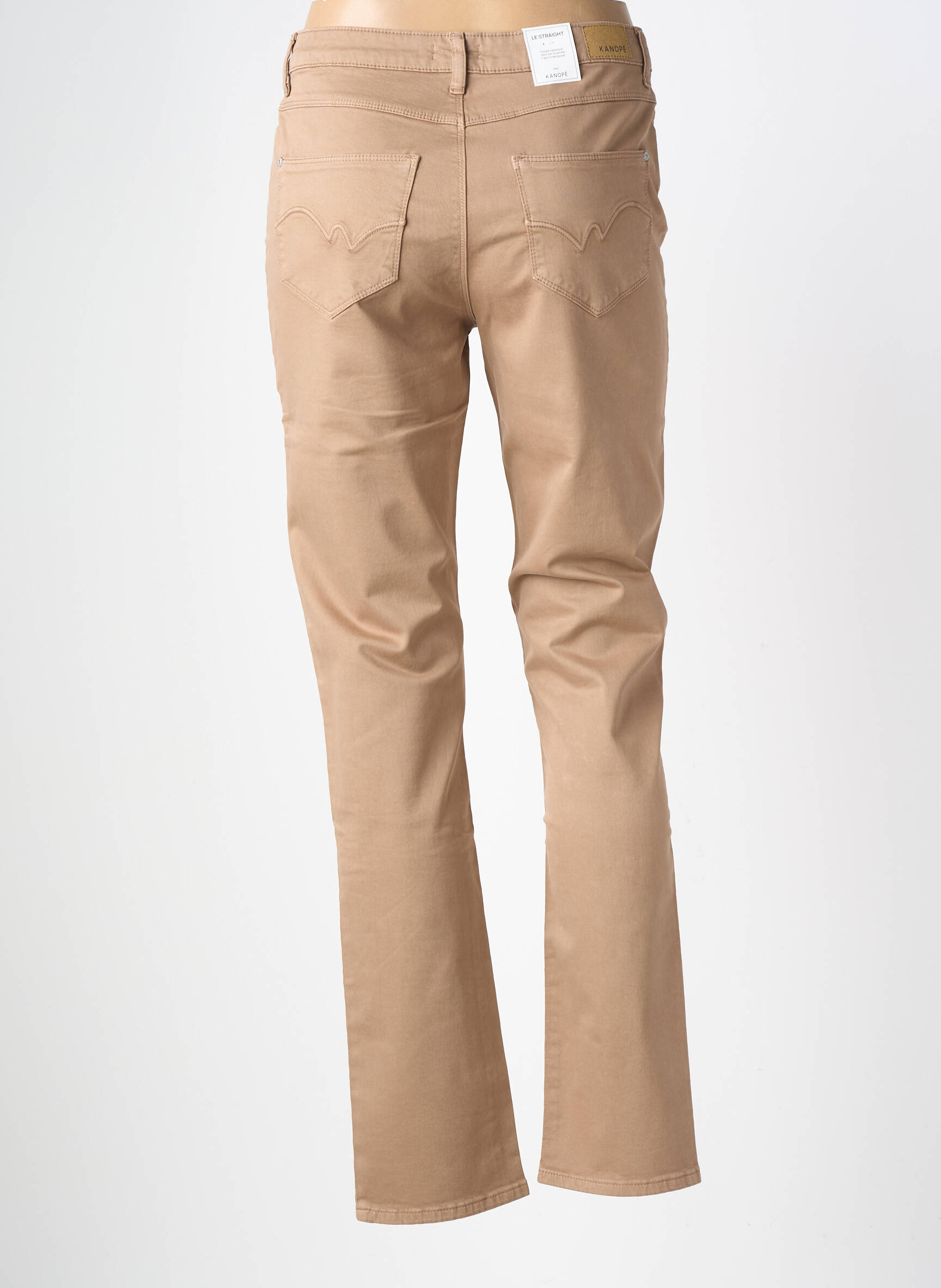 Pantalon droit stretch taille haute marron KANOPE femme
