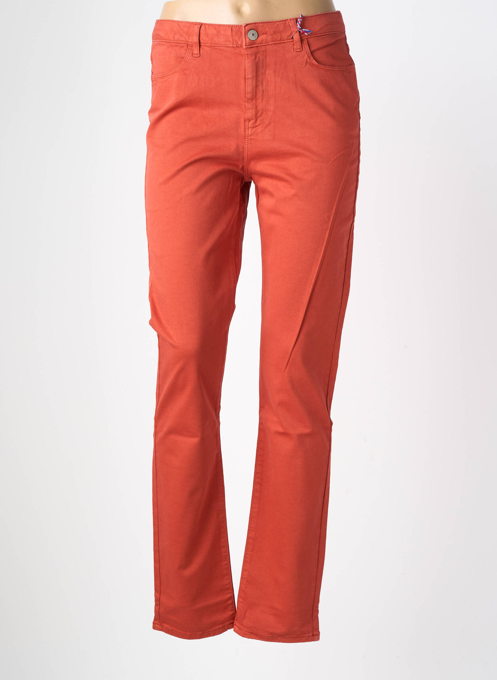 Pantalon droit stretch taille haute orange fonce KANOPE femme