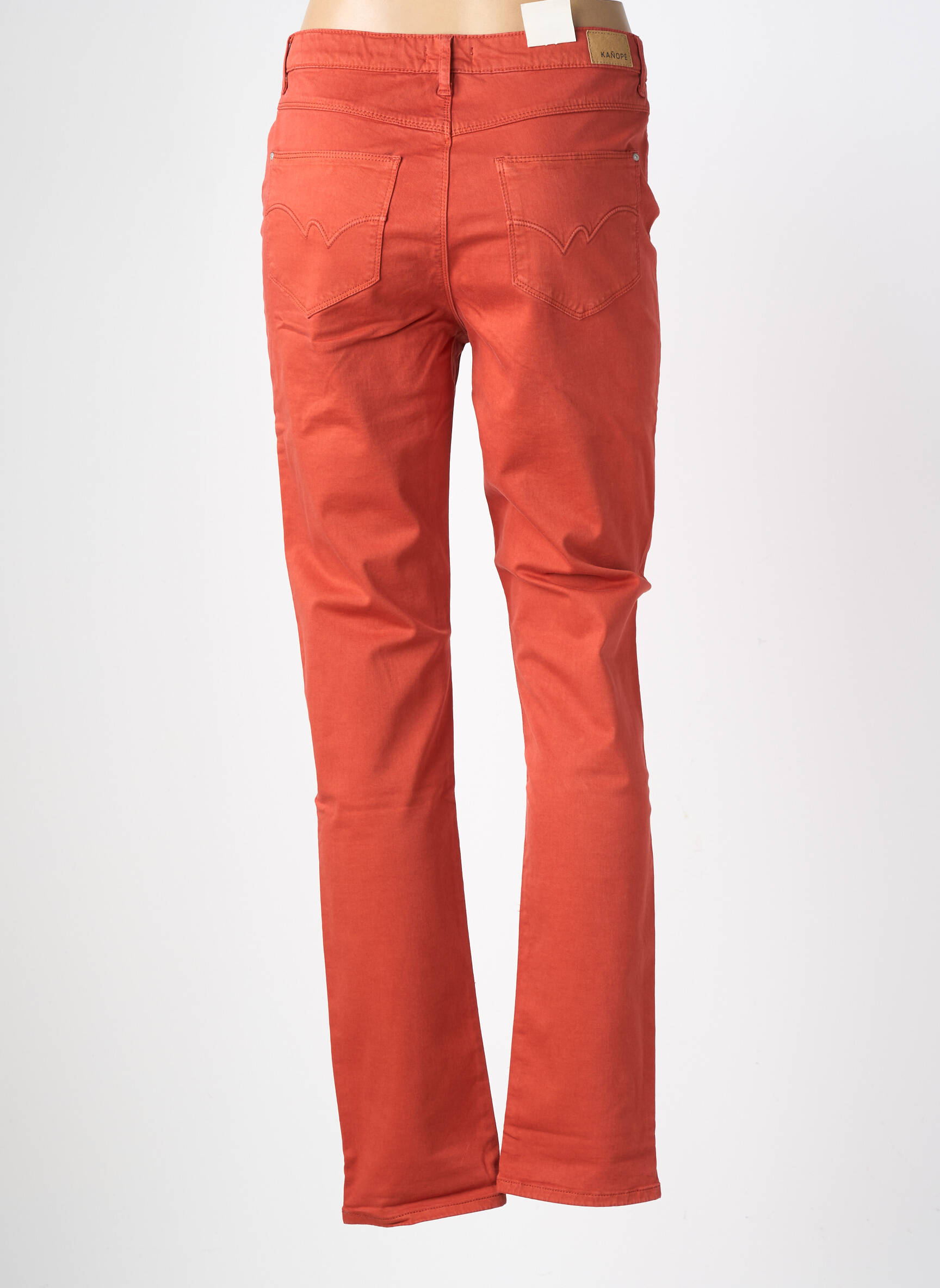 Pantalon droit stretch taille haute orange fonce KANOPE femme