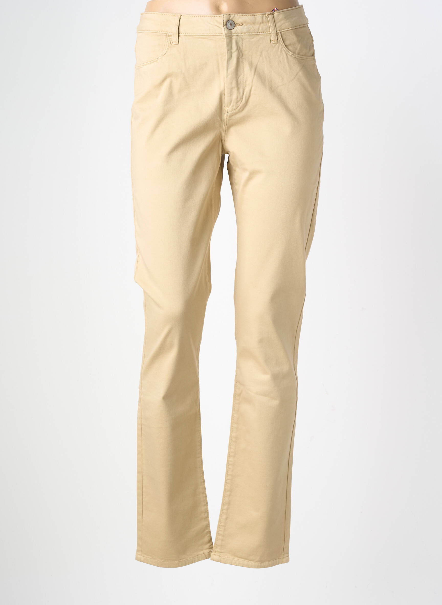 Pantalon droit stretch taille haute beige clair KANOPE femme