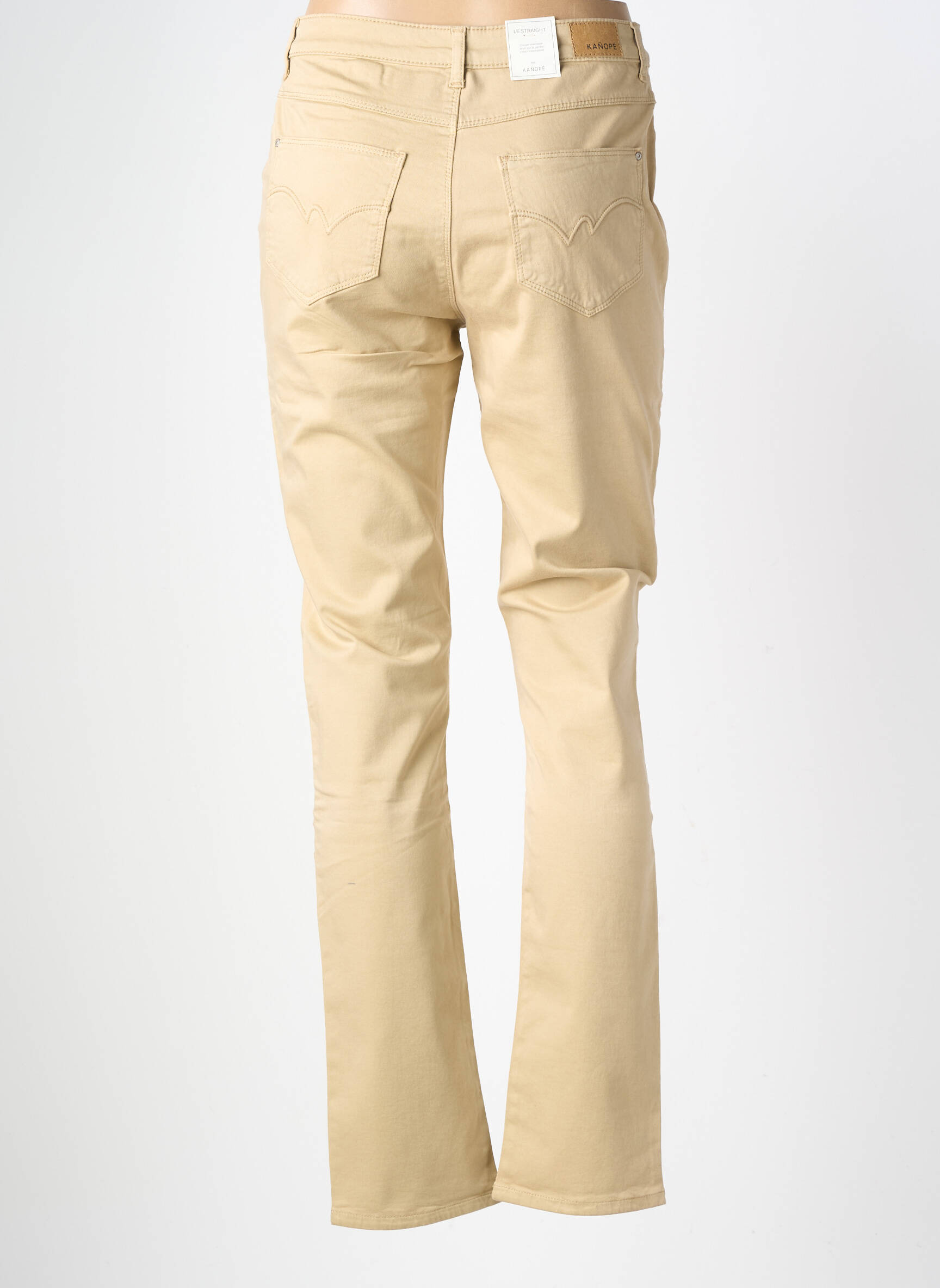 Pantalon droit stretch taille haute beige clair KANOPE femme