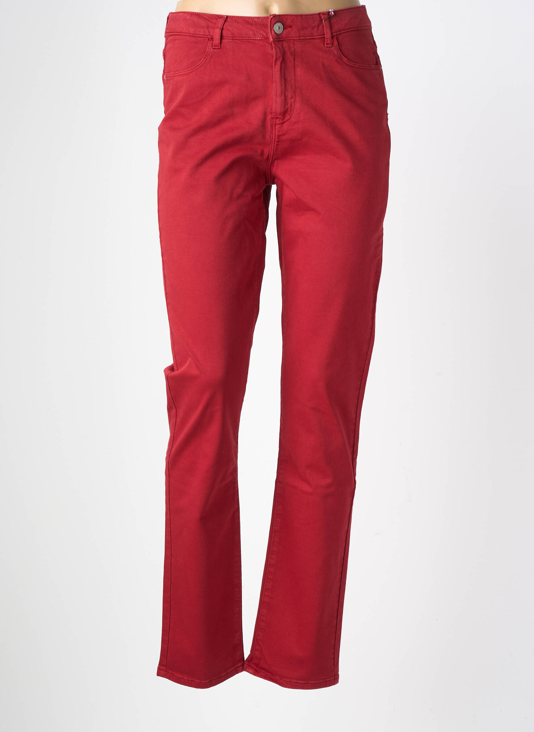 Pantalon droit stretch taille haute rouge KANOPE femme